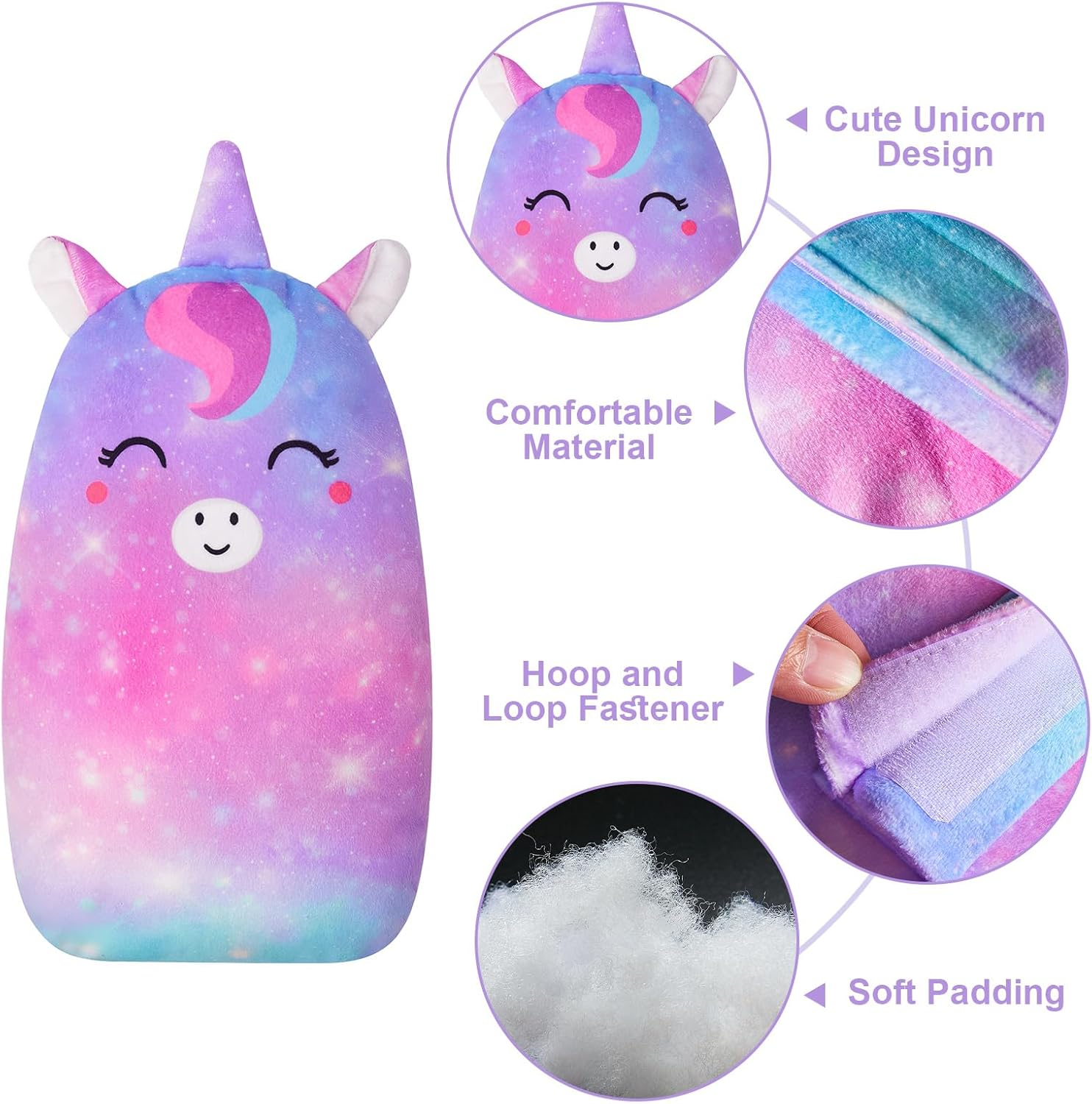 FIODAY Car Seat Belt Covers for Kids Unicorn Seat Belt Pillow Soft Seat Belt Cushion Adjust Seat Strap Pillow Head Neck Support for Children Boys Girls Travel, Purple image number 3