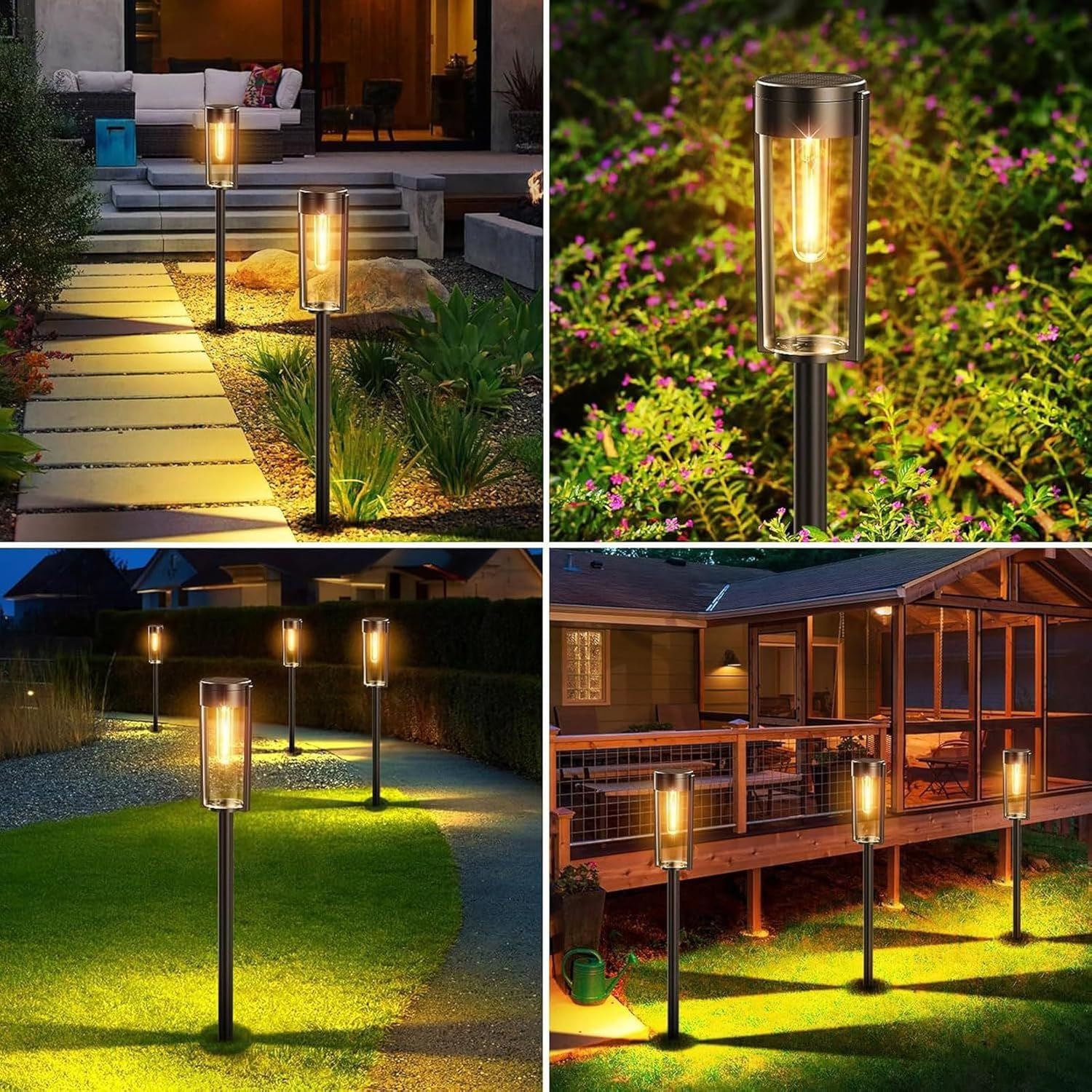 8 Pack Upgraded Solar Pathway Lights Outdoor, Bright Solar Garden Lights Outdoor Waterproof, Auto On/Off Outdoor Solar Lights for Yard Landscape Path Lawn Patio Walkway (8Pack Round)