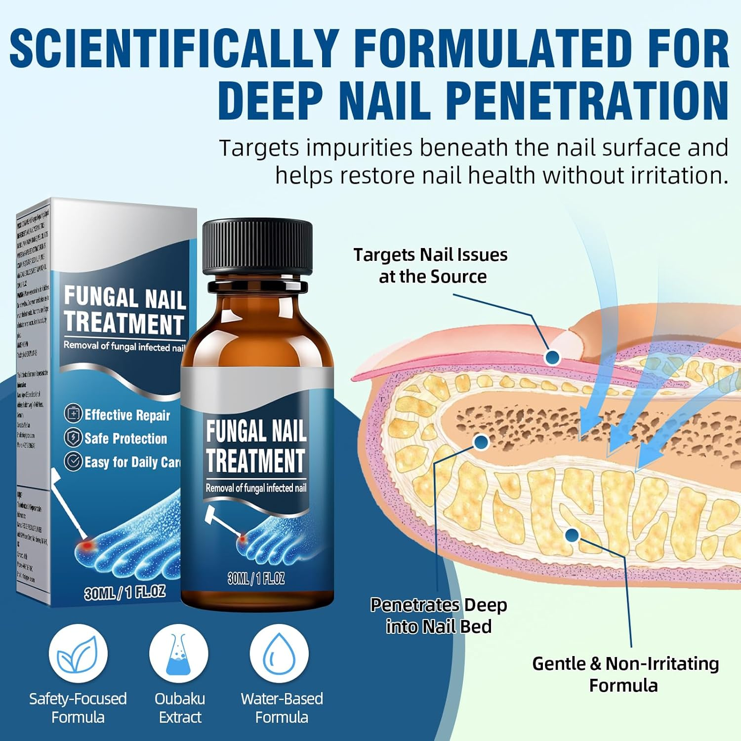 Extra Strength Toenail Fungus Treatment &ndash; Nail Repair Solution to Restore Damaged, Discolored, and Brittle Nails with Fast-Acting Natural Formula for Healthy Growth, 30Ml image number 5