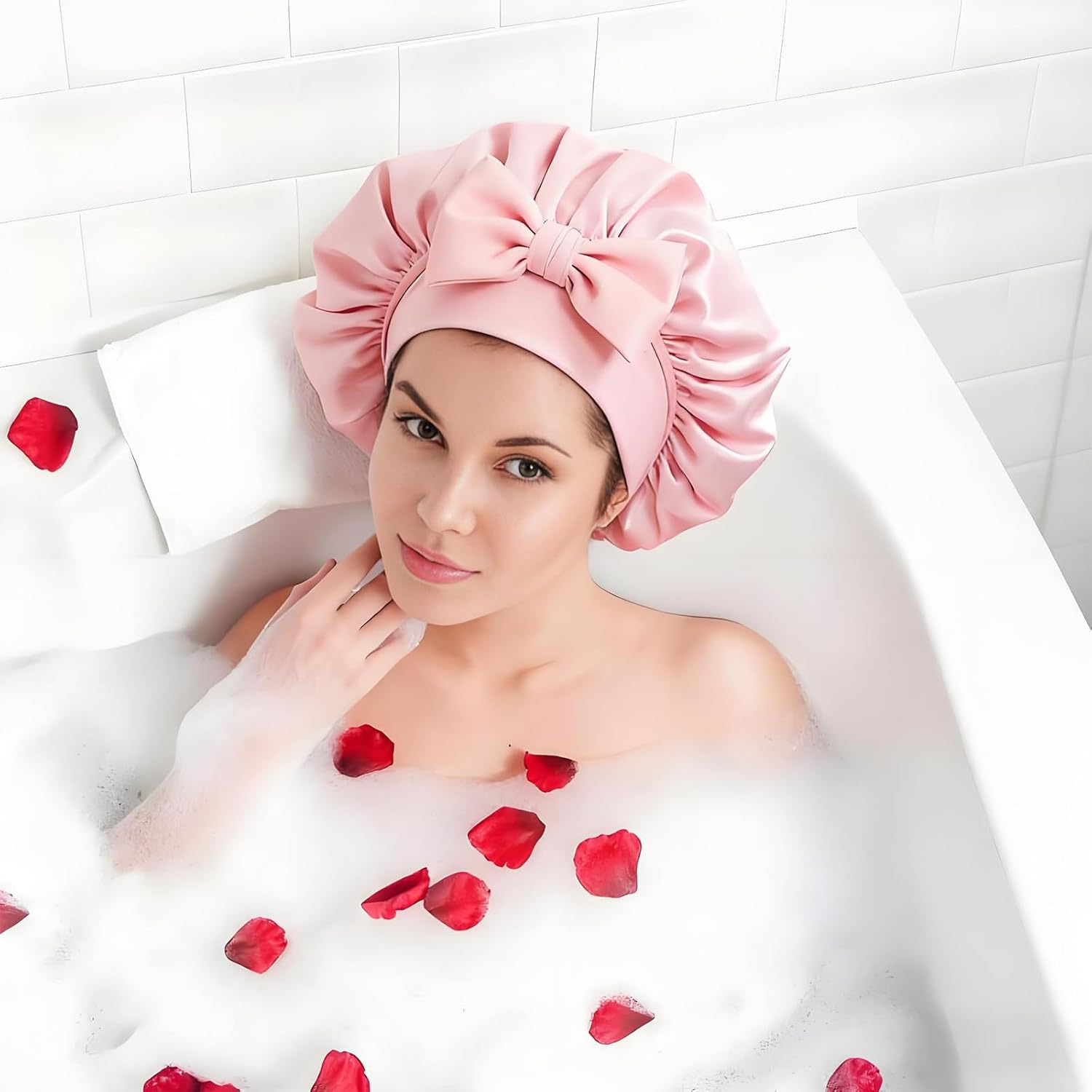 Oiieco Silk Bonnet for Sleeping, Satin Bonnet, Comfortable and Soft, Satin Lined Hood with Tie, for Women and Girls for Curly Hair image number 4