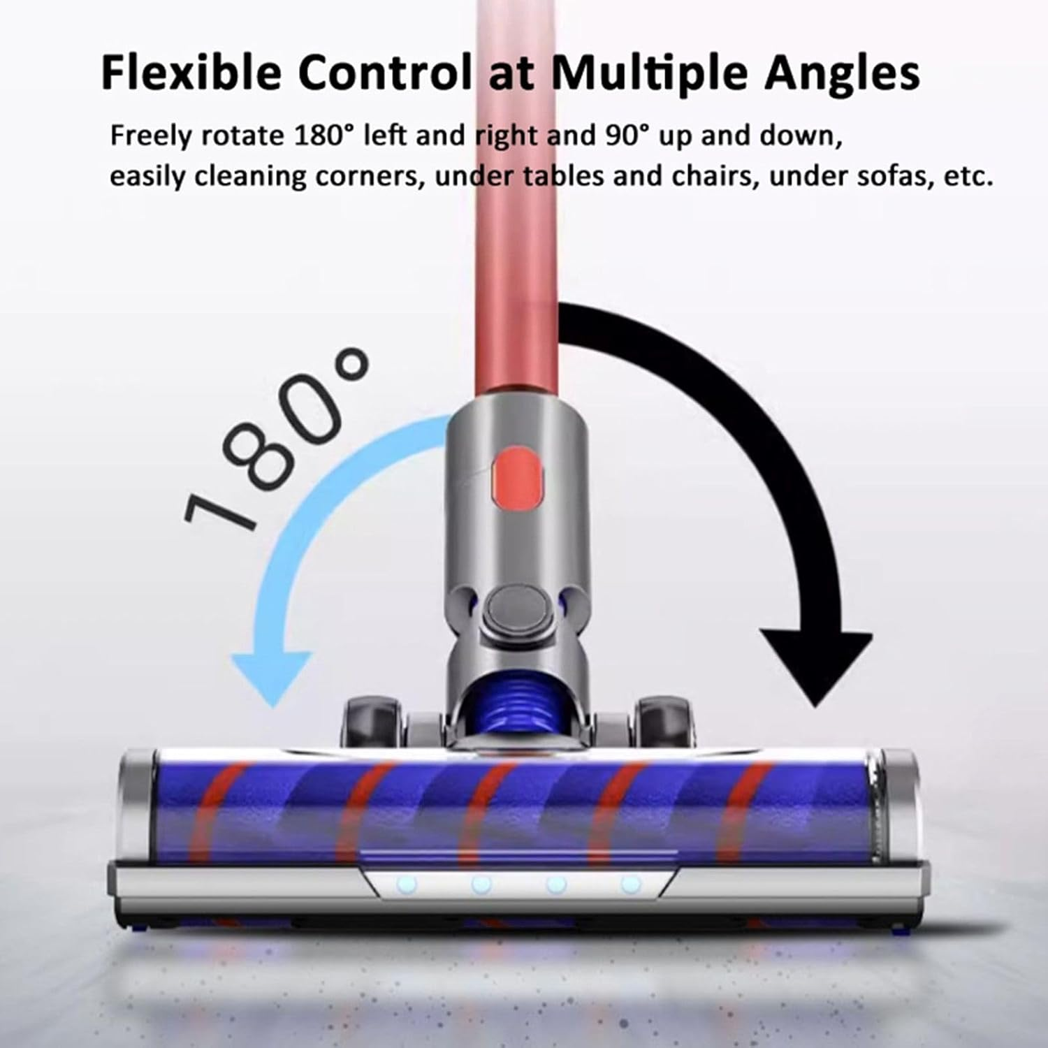 Vacuum Cleaners Motorhead,Soft Roller Brush Motorhead Turbo Roller Brush Head Replacement for Dyson V7 V8 V10 V11 V15 V8Slim with LED Lights,V Shape Turbo Bristle,Rotatable Motorized Floor Brush image number 4