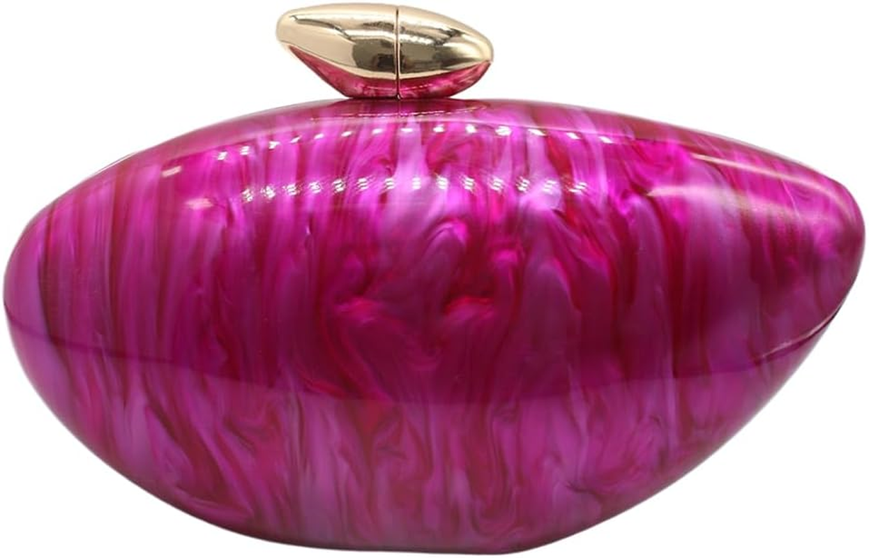 Acrylic Shell Shape Clutch Bag Trendy Metallic Acrylic Clutch Shiny Egg Purses and Handbags for Women Wedding Party image number 4