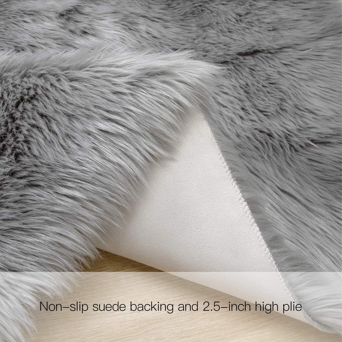 Ultra Soft Faux Sheepskin Fur Rug Fluffy Rug for Bedroom Fuzzy Carpet for Living Room Kid'S Room Nursery Decor, Grey 2 X 6 Feet, Ciicool&hellip; image number 5