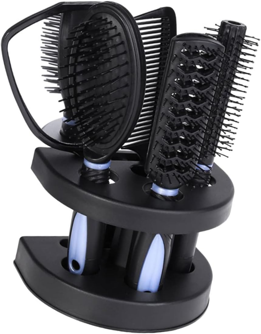 HAMPPLIES 5Pcs Professional Hair Salon Barber Comb Detangle Brush Hair Massage Comb Static Brush Styling Tools Mirror Kit image number 6