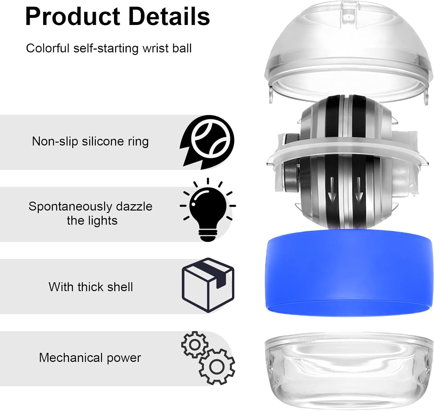 Gyro Power Balls Trainer Ball, Hand Gyro Ball Wrist Strengthener, Self-Starting Hand Grip Strength Trainer for Joint and Muscle Exercise - Red image number 7