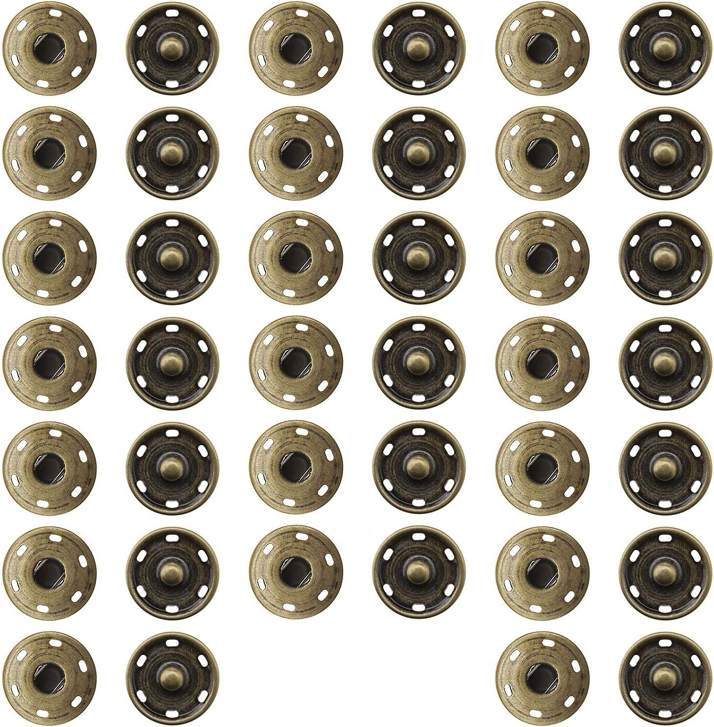 SING F LTD 20 Sets Sew-On Snap Fasteners Sewing Press Studs Buttons for Clothing Woolen Coats Windbreakers Jackets - Bronze/Silver/Black