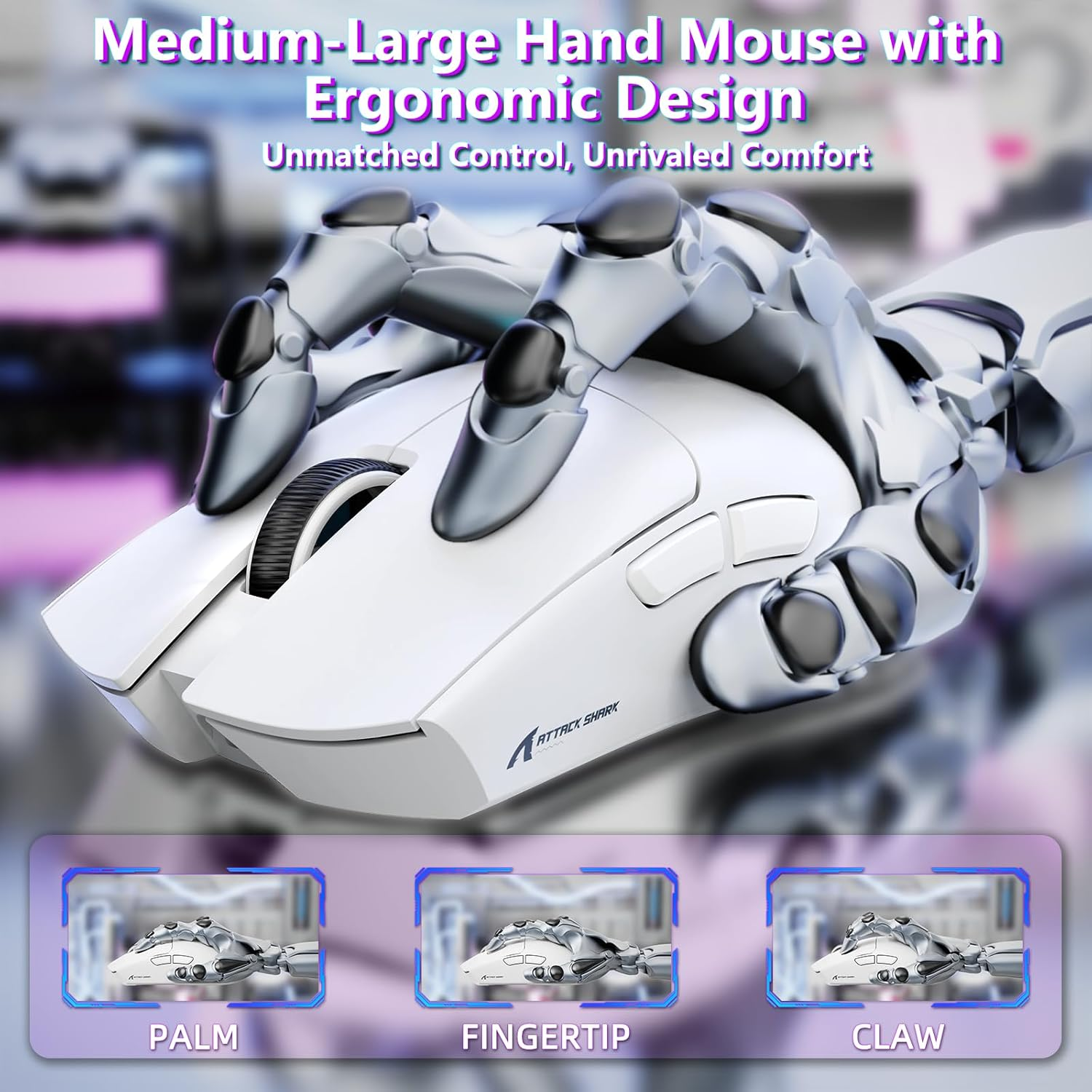 MAMBASNAKE Attack Shark X11SE Lightweight Wireless Gaming Mouse, Tri-Mode 2.4G/USB-C Wired/Bt, 22K DPI, PAW3311 Optical Sensor, 59G, 5 Programmable Buttons, 300Mah Battery for Pc/Mac(White) image number 4