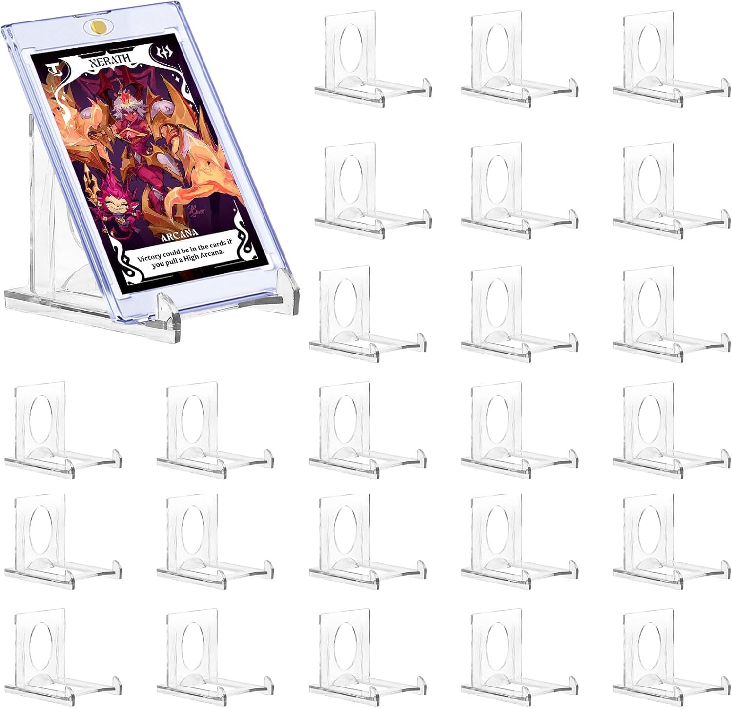 Trading Card Display Stand 25 Pack Card Stands for Sports Cards &ndash; Clear Acrylic Trading Card Stands for Top Loaders, Magnetic Holders, Screwdowns Baseball Sports Card Holder Stand Graded Card Display image number 6