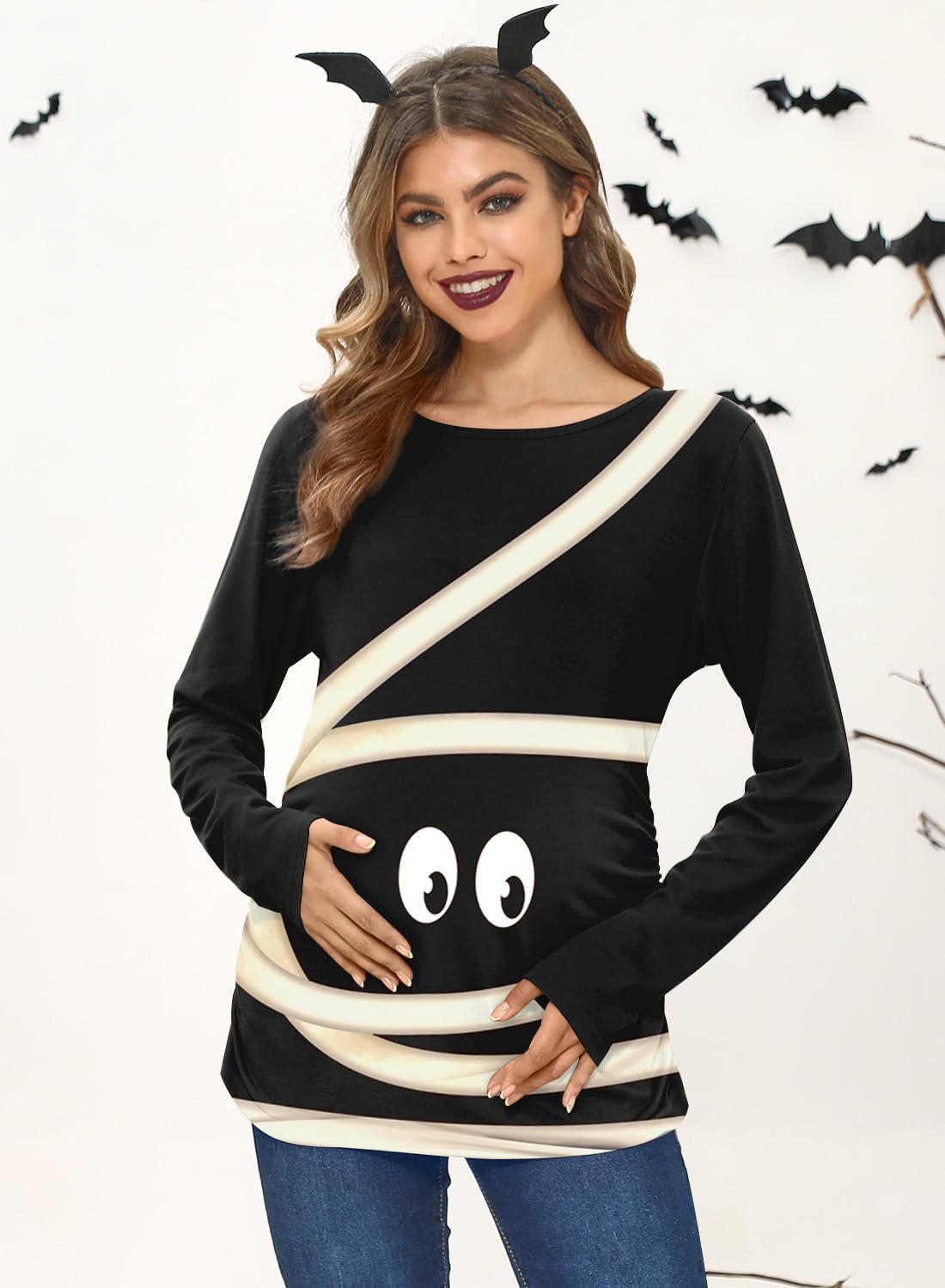 For G and PL Women'S Halloween Maternity Long Sleeve Pregnancy Shirt