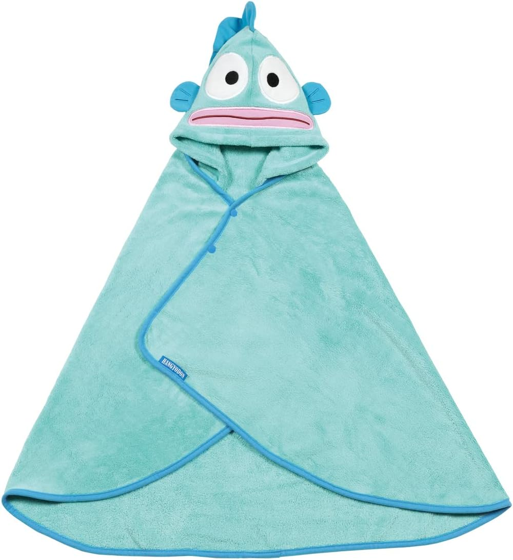 Skater SET1085 2-Piece Gift Set, Hair Dry Towel, Hooded Bath Poncho, Absorbent and Quick Drying, Sanrio Hangyodon image number 1