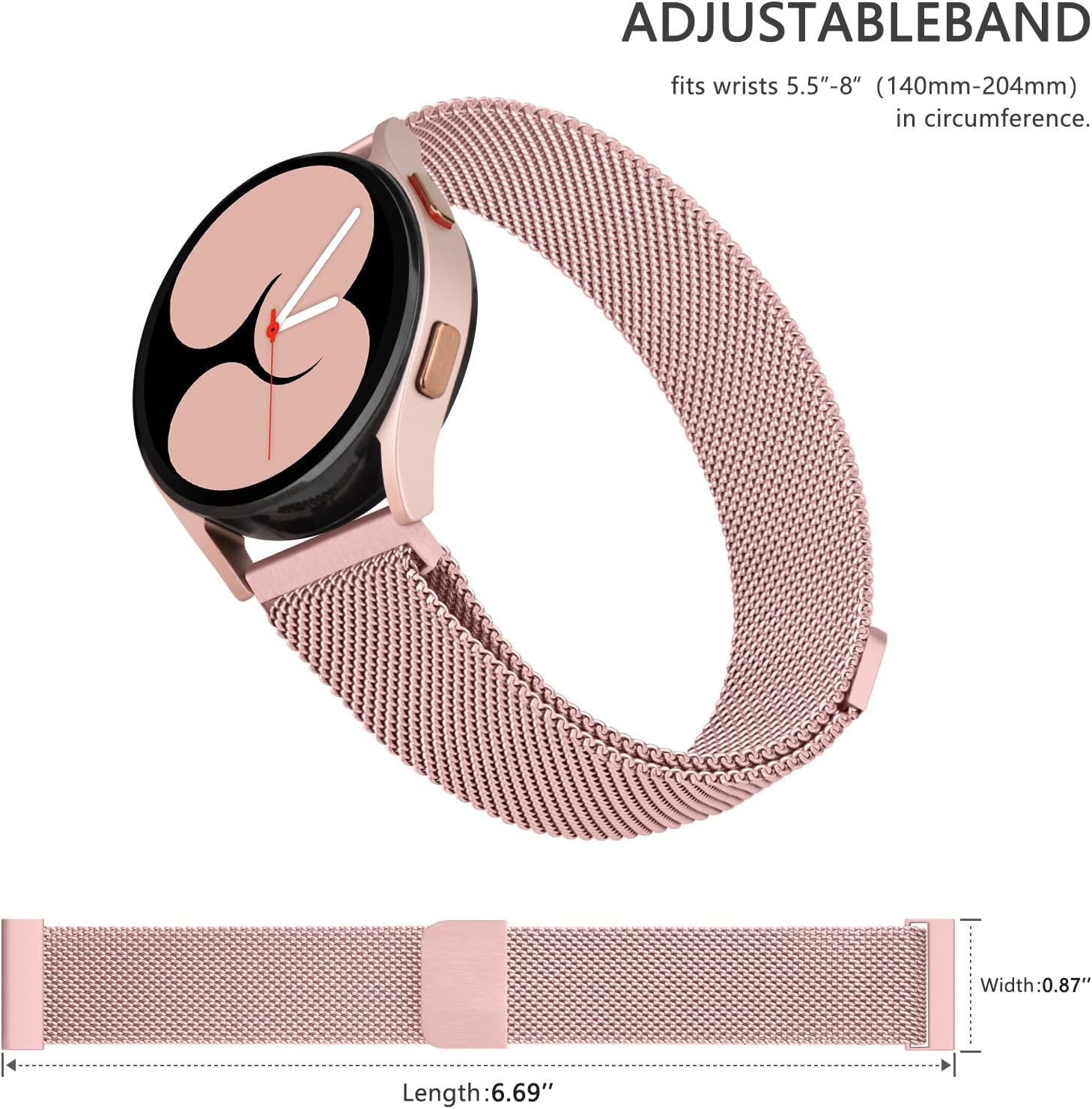 Metal Stainless Steel Bands for Samsung Galaxy Watch 5 Bands 40Mm 44Mm/Galaxy Watch 6 Band/Galaxy Watch 4 Band Women Men, Magnetic Milanese Mesh Strap for Galaxy Watch 6/6 Classic/5/5 Pro/4/4 Classic/3 image number 1