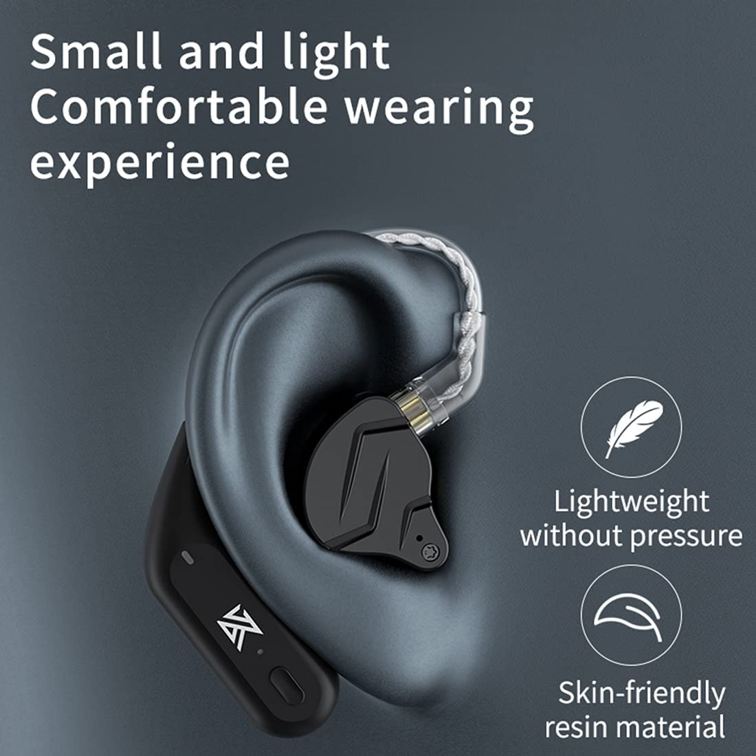 KZ AZ09 Bluetooth 5.2 Module IEM Bluetooth Adapter Wireless Waterproof Ear Hook Extra Long Battery Life Bluetooth Cable for ​KZ ZS10 PRO/ZSN Pro X/ZSN PRO/ZSX/AS12/AS16/ZAX CCA CRA/C12(C Pin) image number 2