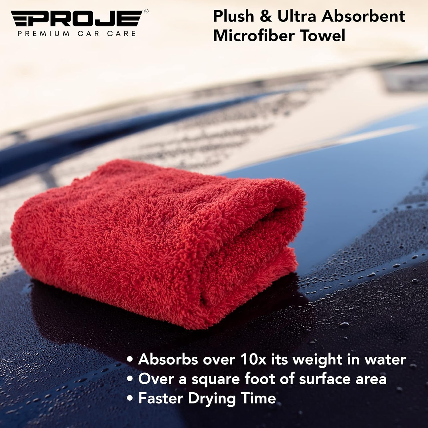 Proje Premium Car Care Microfiber Towel | Plush Red Microfiber Towel for Detailing and Polishing Cars | Ultra Absorbent Towel | Streak Free and Scratch Proof | 450 GSM 16"X16" Towel | Pack of 6 image number 3
