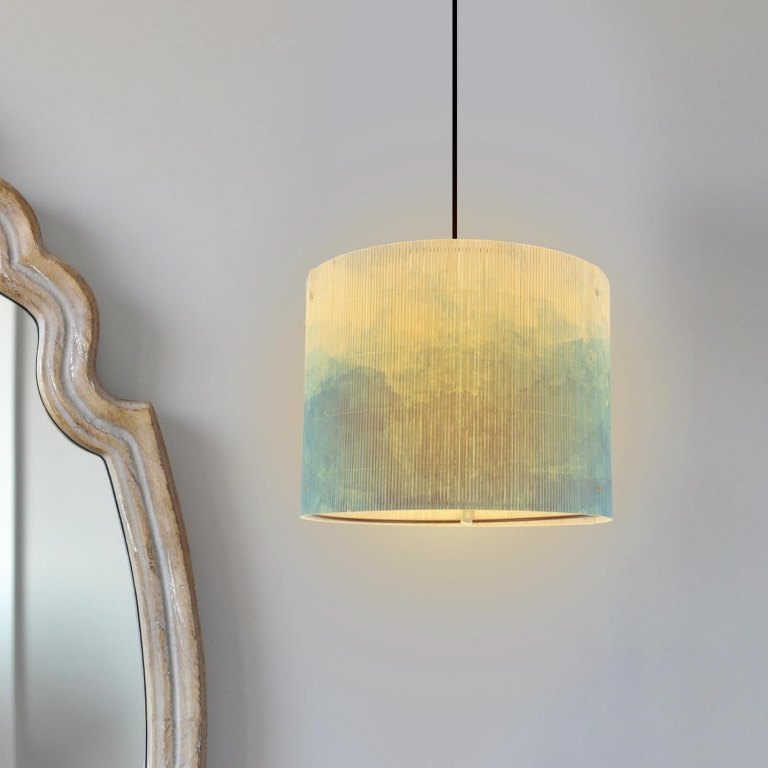 HOLIDYOYO Versatile Bamboo Table Lamp Shade Abstract Print Pattern Enhance Your Home Decor image number 6