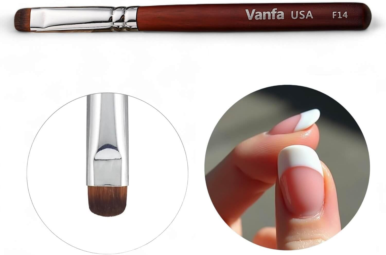 Vanfa French Brush for Nails, Clean up Brush for Gel Nail Polish F14 - F12 image number 4