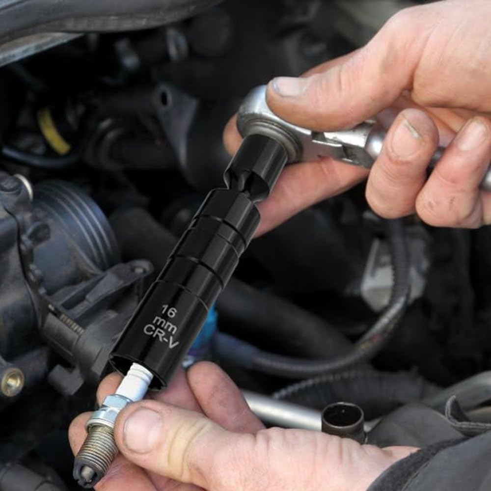 Yakamoz 2 Pieces Magnetic Spark Plug Socket Set, 14Mm & 16Mm Universal Thin Walled Joint Spark Plug Wrench 3/8 Inch Drive 12-Point Swivel Spark Plug Socket Removal Tool for Most Vehicles image number 3