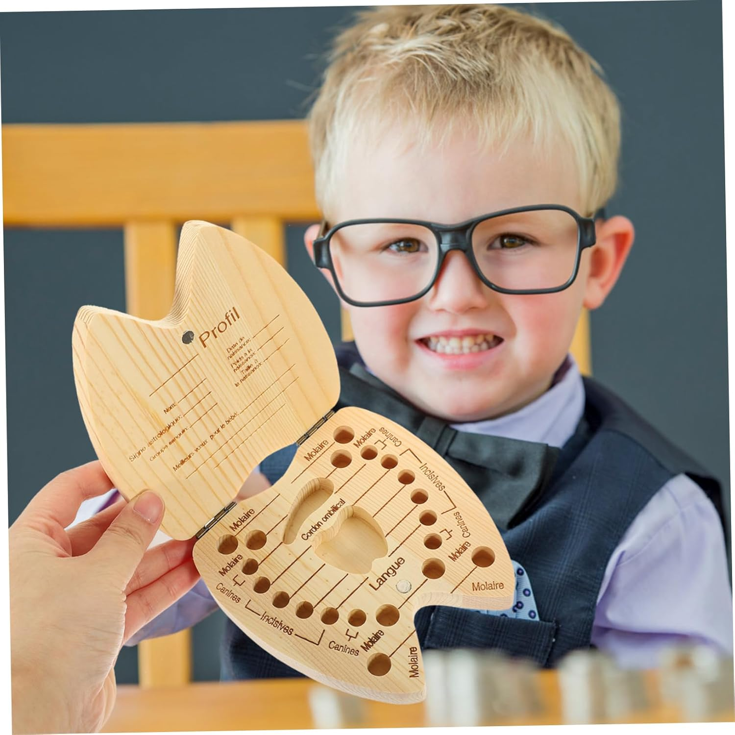 Wooden Teeth Keepsake Box Tooth Fairy Holder for Kids Organizer Childrens Natural Wood image number 6