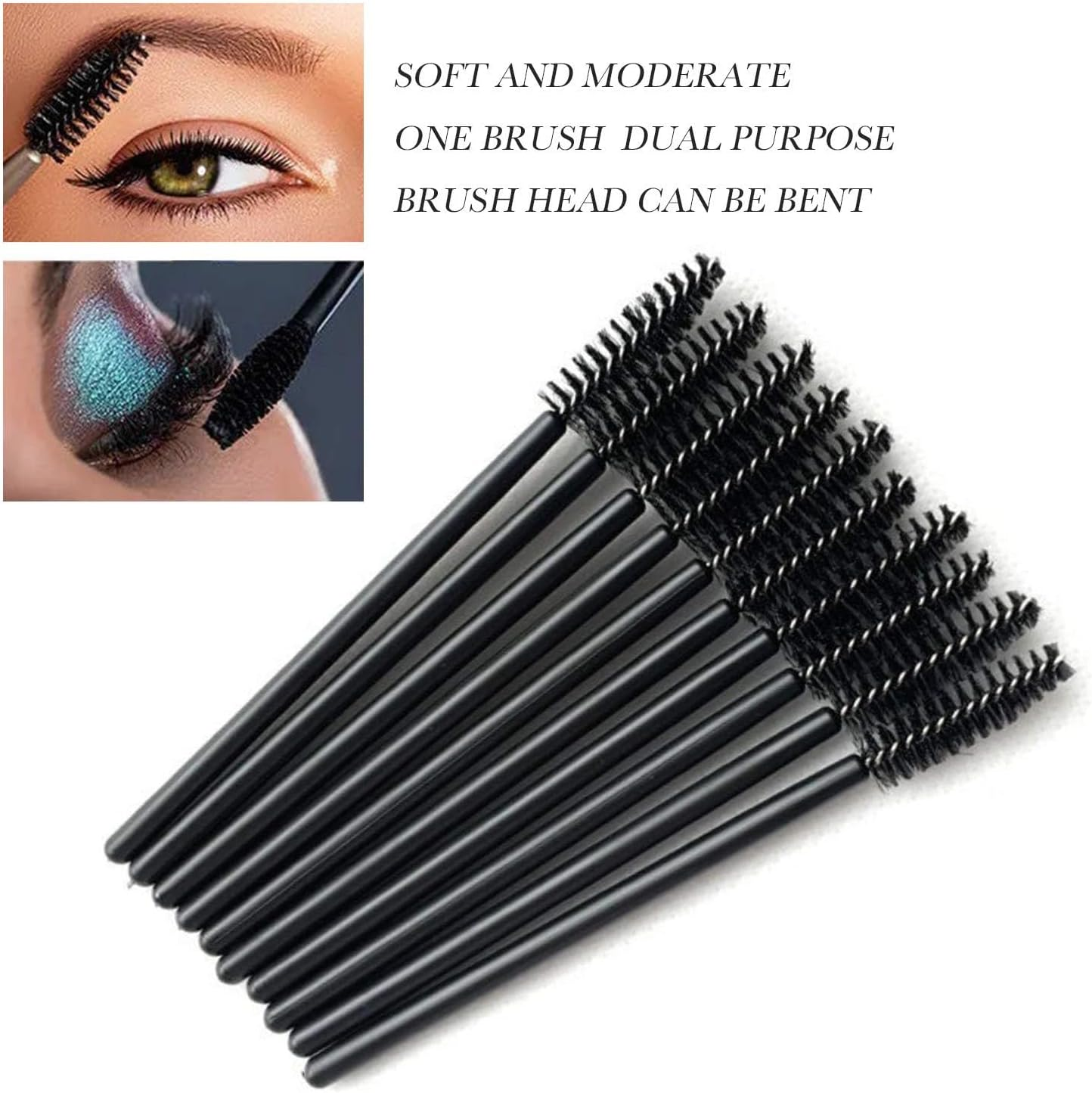 100Pcs Disposable Eyelash Spoolies Brushes, Mascara Applicator Wands, Eyebrows Brush for Extension and Eyebrow Brush(Black) image number 5