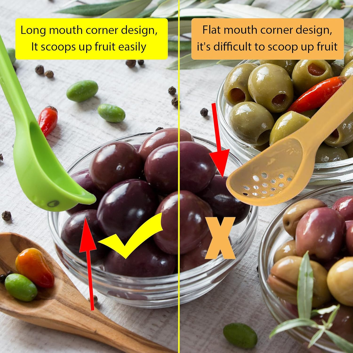 Pickle Forks 2 Pieces Olive Spoon, Pickle Picker Jar Spoon and Fork Set, for Kitchen Olives Cans, Onions, Cucumbers, Slotted Spoon image number 6