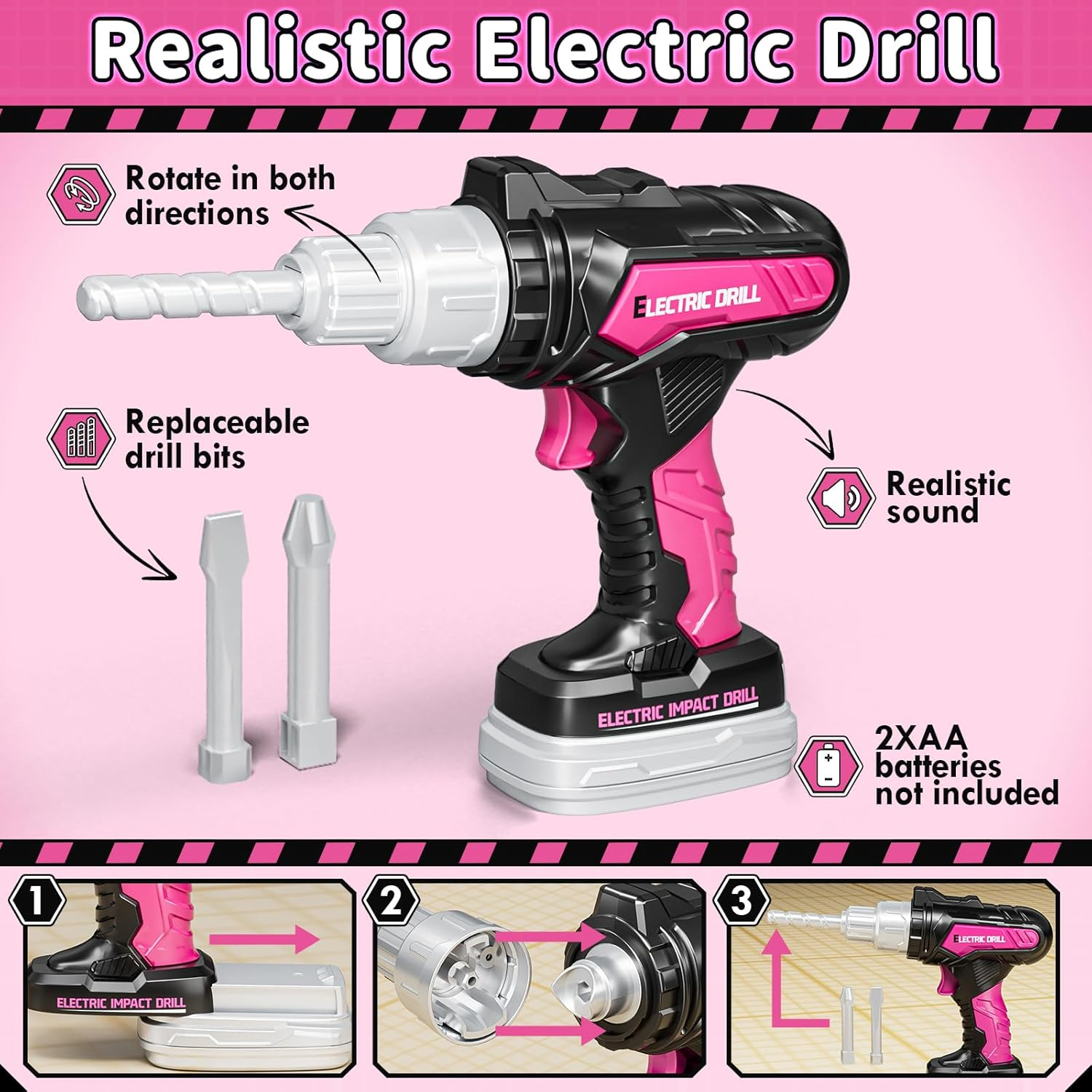 Kidbloom Kids Tool Set, Pretend Play Tool Box with Toy Drill, Construction Toys with Vest, Girls Toys Gift for 3 4 5 image number 2