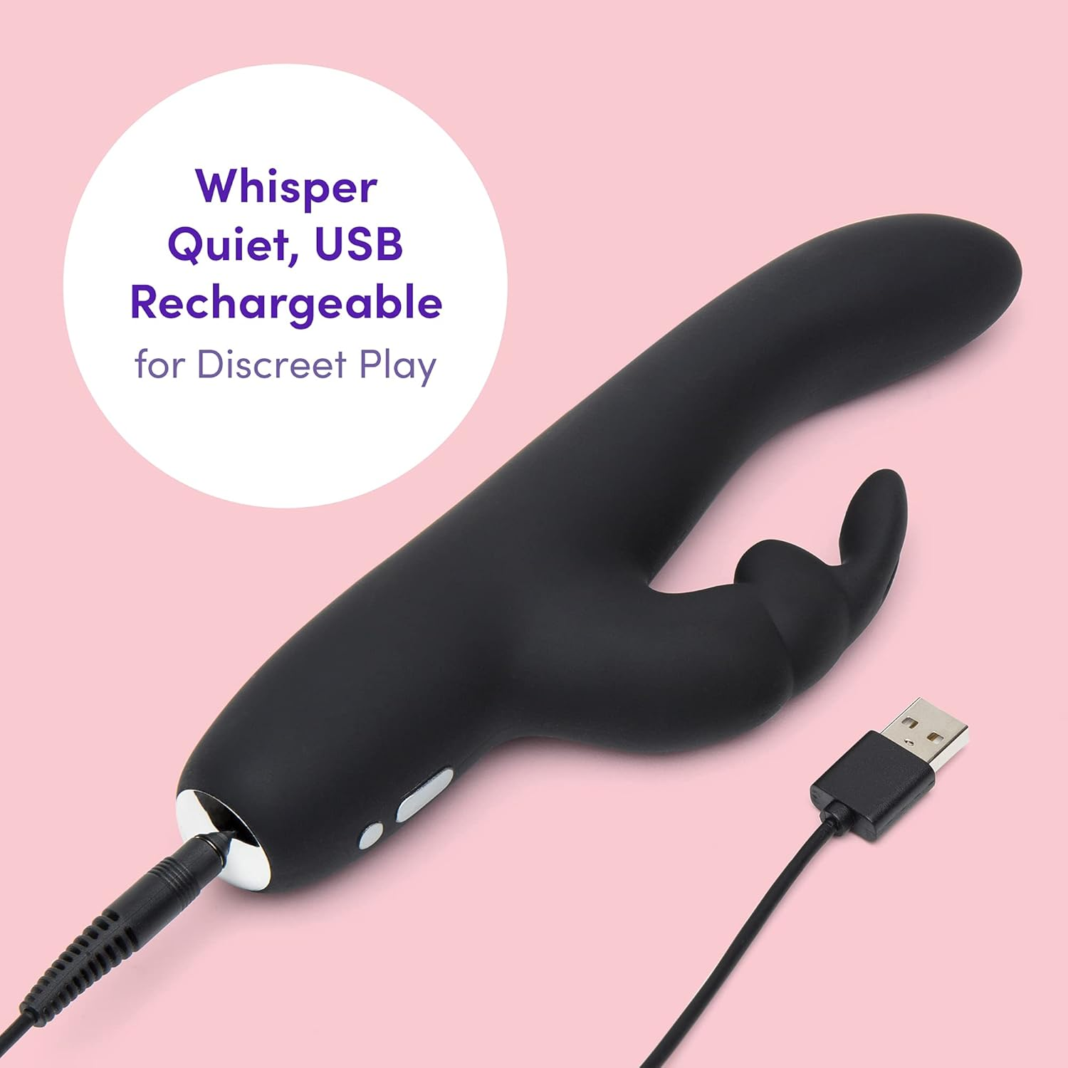 Fifty Shades of Grey Greedy Girl Rabbit Vibrator - 5 Inch Slimline Silicone G Spot Vibrator for Women - 9 Patterns & 3 Speeds Adult Sex Toy - Rechargeable & Waterproof - Black