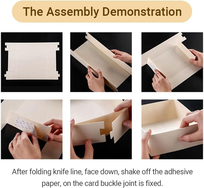 100X Clear Window Display Camulon Square Disposable Cake Takeaway Wooden Boxes, Perfect for Parties and Cake Sales image number 1