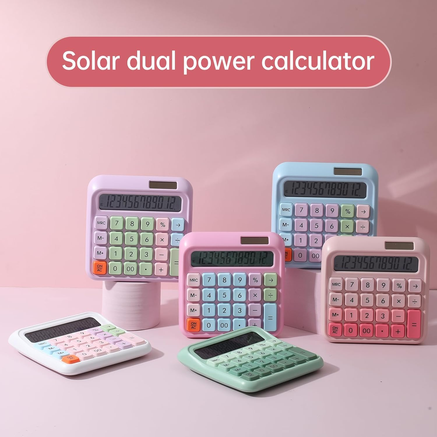 Desktop Calculator 12 Digit Large Display Big Button Solar and Battery Operated Suitable for Office School Home Students Accountant image number 3
