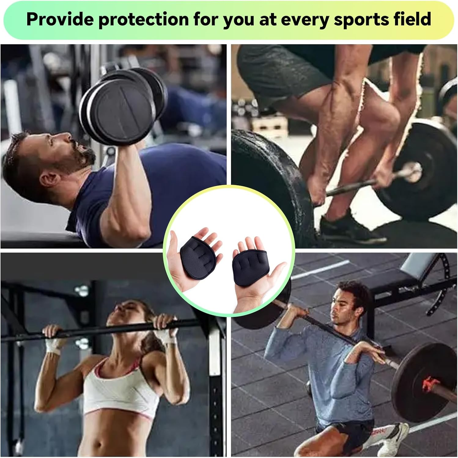 2 Pcs Gym Grips, Silicone Weight Lifting Grips Pads &ndash; Palm Protector Gloves for Men & Women,Ergonomic Anti-Slip Thin Grip Pads for Deadlifts, Pull-Ups, Gym Training image number 1