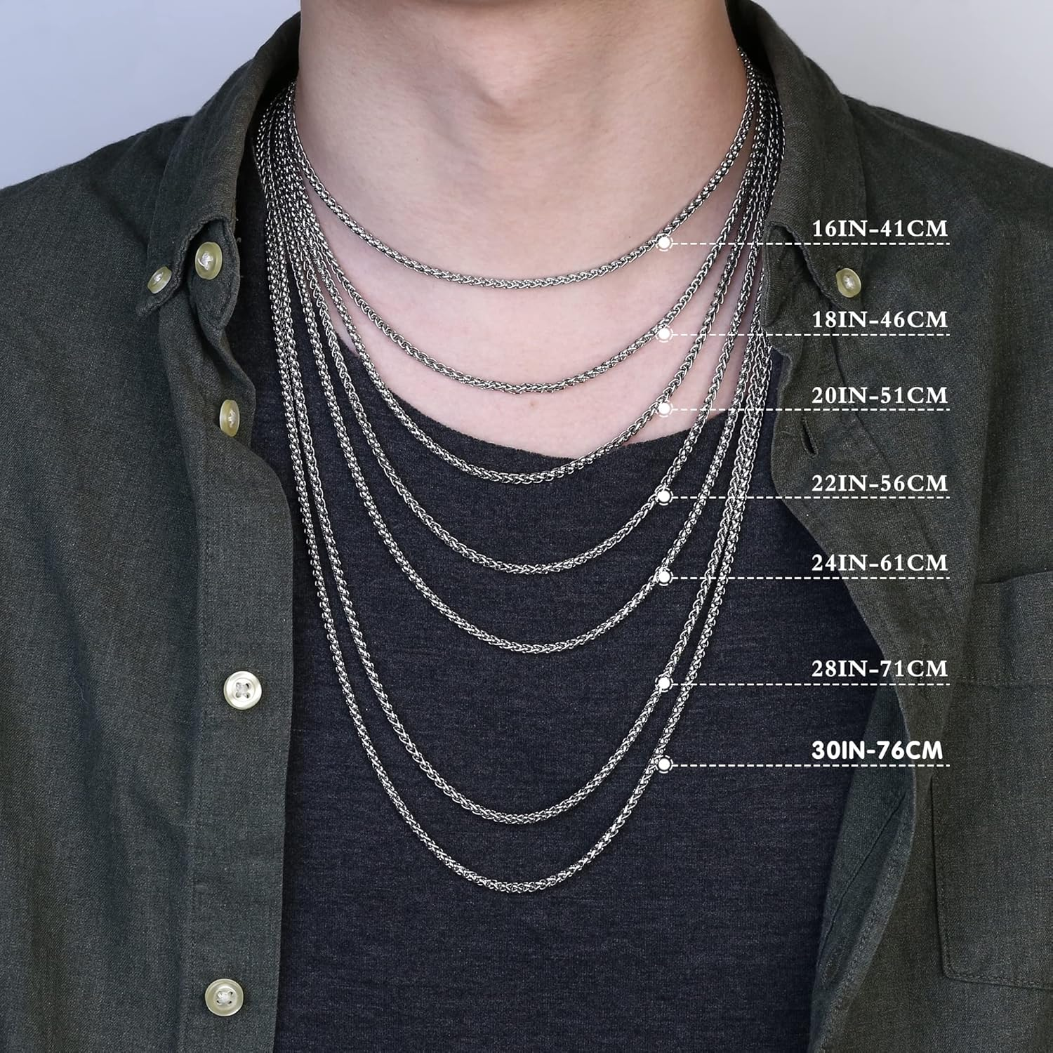 Kakonia 925 Sterling Silver Cross Necklace for Men Women 3Mm Stainless Steel Wheat Cross Chain Crucifix Pendant Silver Cross Chain Necklace Jewelry 16-30 Inches image number 5