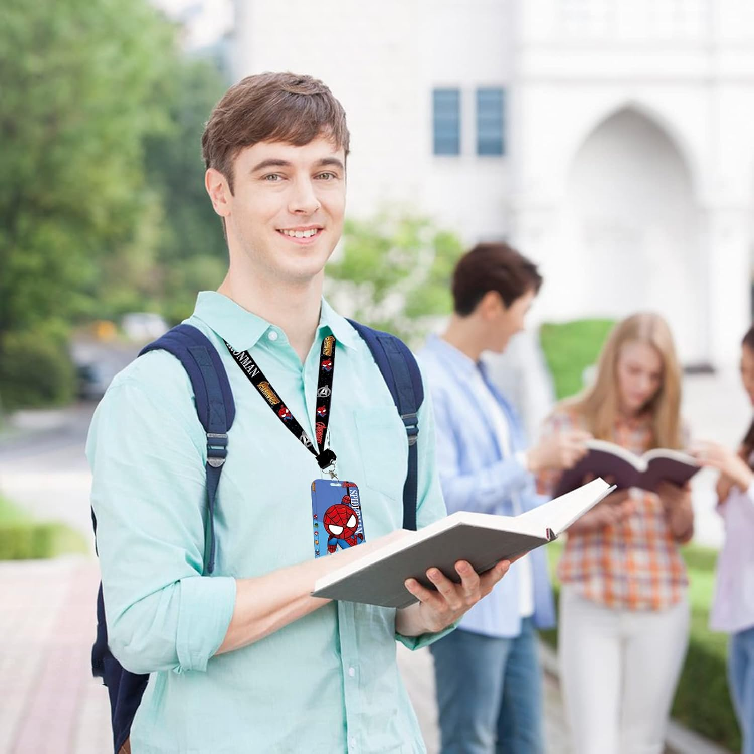 2Pcs Superhero Lanyard Rhyii-Cartoon Spiderman Superhero Waterproof with Card Holder Detachable Card Holders for Office School Supplies, ID Card, Keys Bus Card image number 2