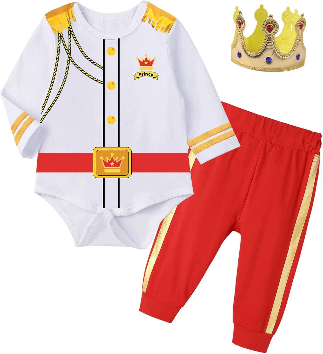 Xuomuen Baby Boys Prince Charming Costume Medieval Royal Prince Dress up for Infant Boys Halloween Cosplay