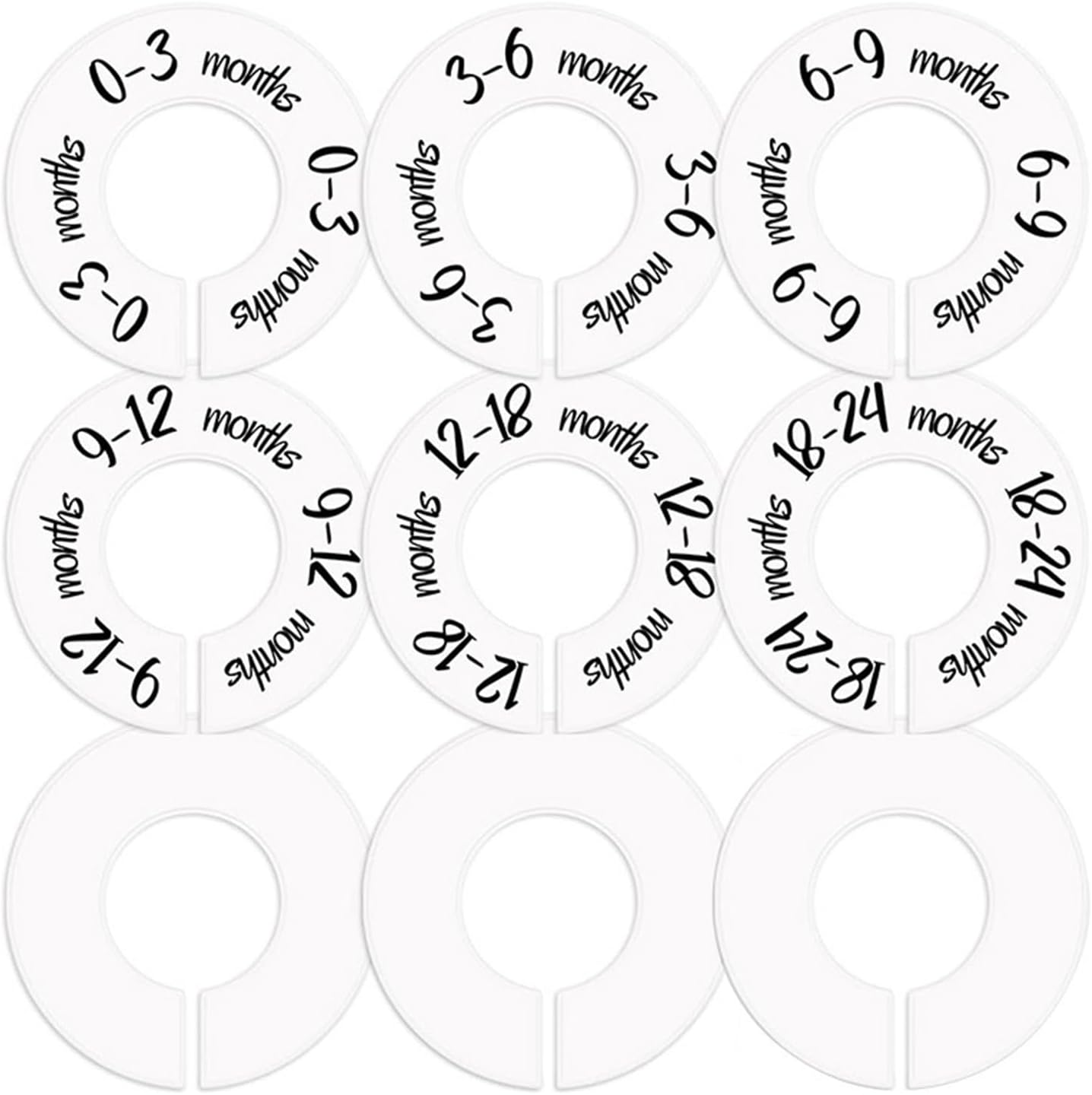 Baby Closet Dividers, 9 PCS Clothes Organizer Rack Size Dividers, Wardrobe round Hangers Label Closet Organizer for Nursery Baby Toddler Clothes Size Age Dividers Fits 1.5" Rod image number 2