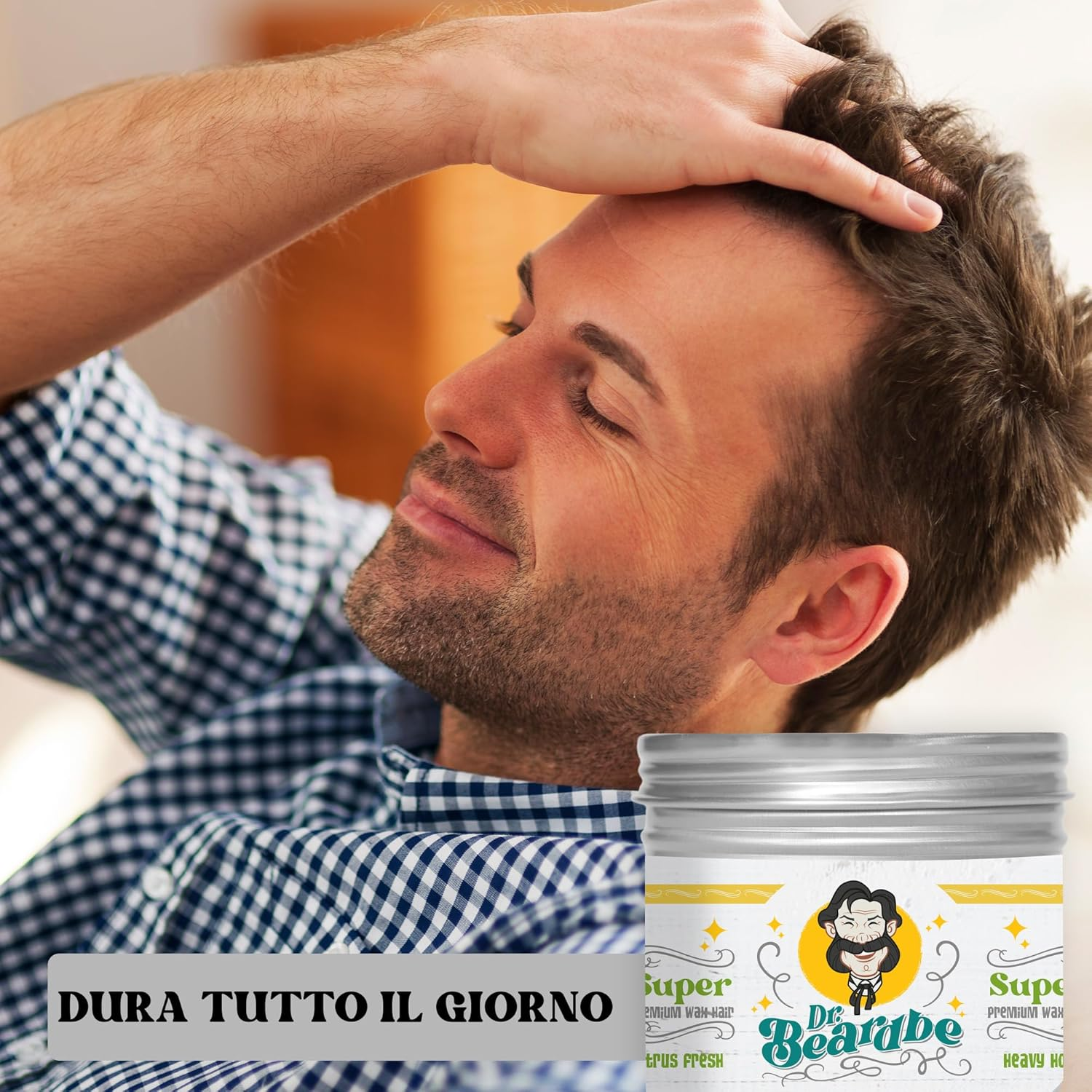 BEARDBE Super Strong Hair Wax for All Hair Types, with Citrus Fragrance and Extra Strong Hold, Intense Shine (Super Strong)