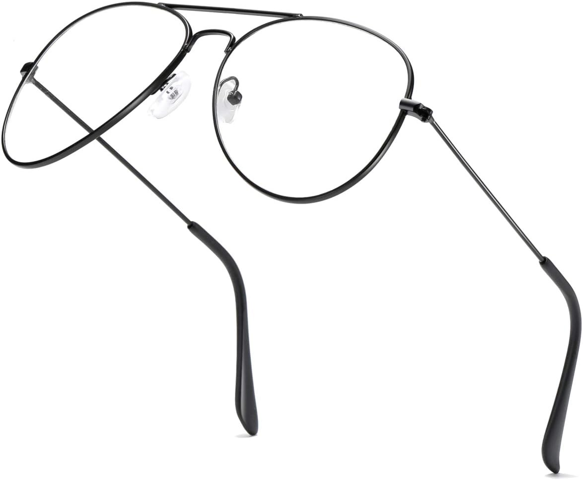 AISSWZBER Clear Aviator Glasses Lens Premium Classic Metal Frame Eyeglasses