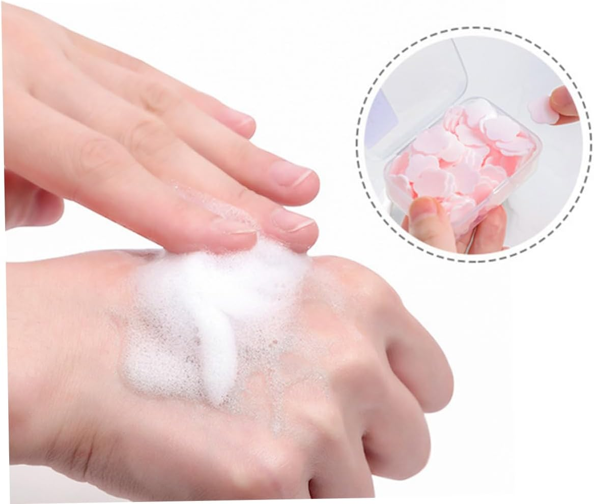 PAMINGONO 16-Pack Portable Soap Sheets Disposable Travel Soap Flakes Mini Hand Washing Slices in Lemon Milk Rose and Jasmine Scents for Travel and Outdoor Use image number 5