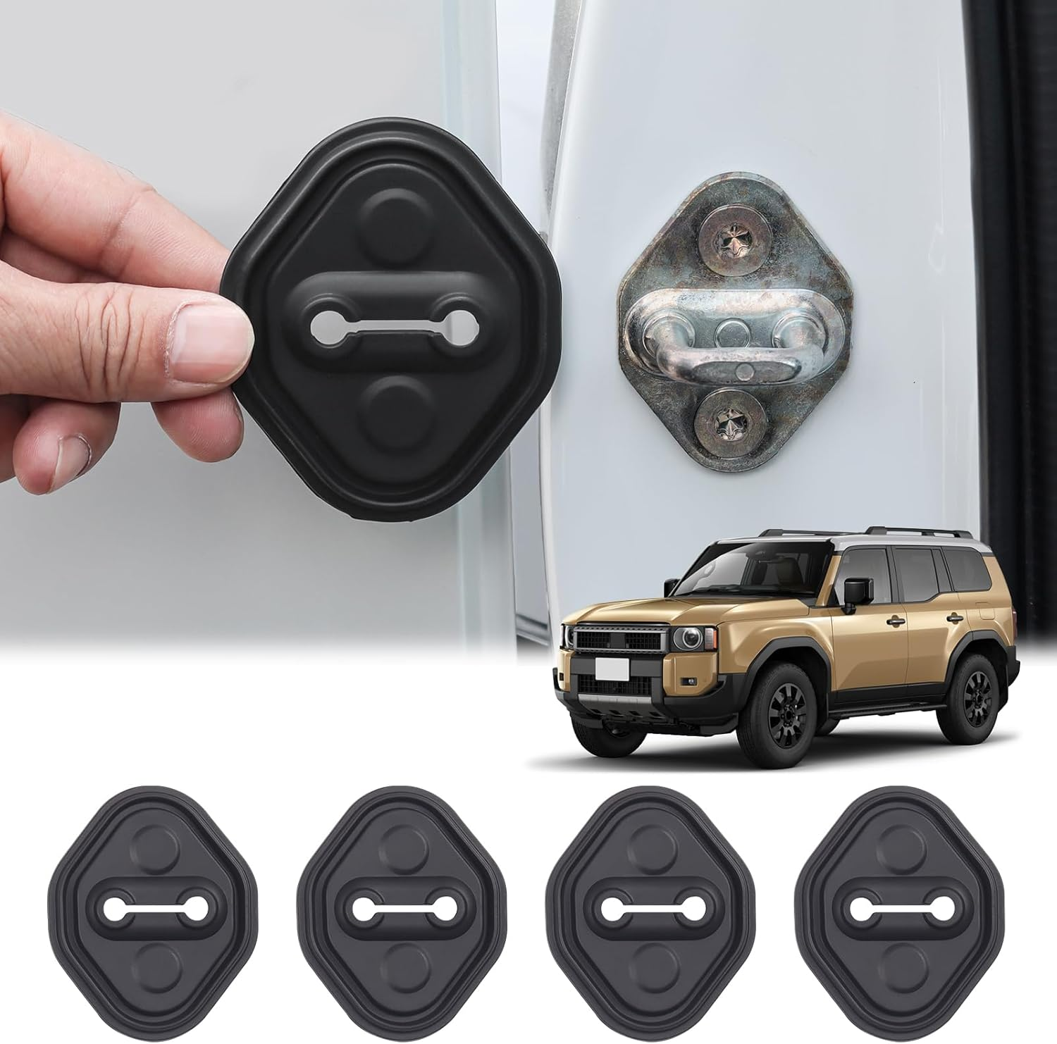 4 Pcs Car Silicone Door Lock Cover for 2024 2025 Toyota Land Cruiser 250 1958 Prado Lc250 J250 Car Door Lock Protective Cover Interior Design Decoration Accessories image number 6