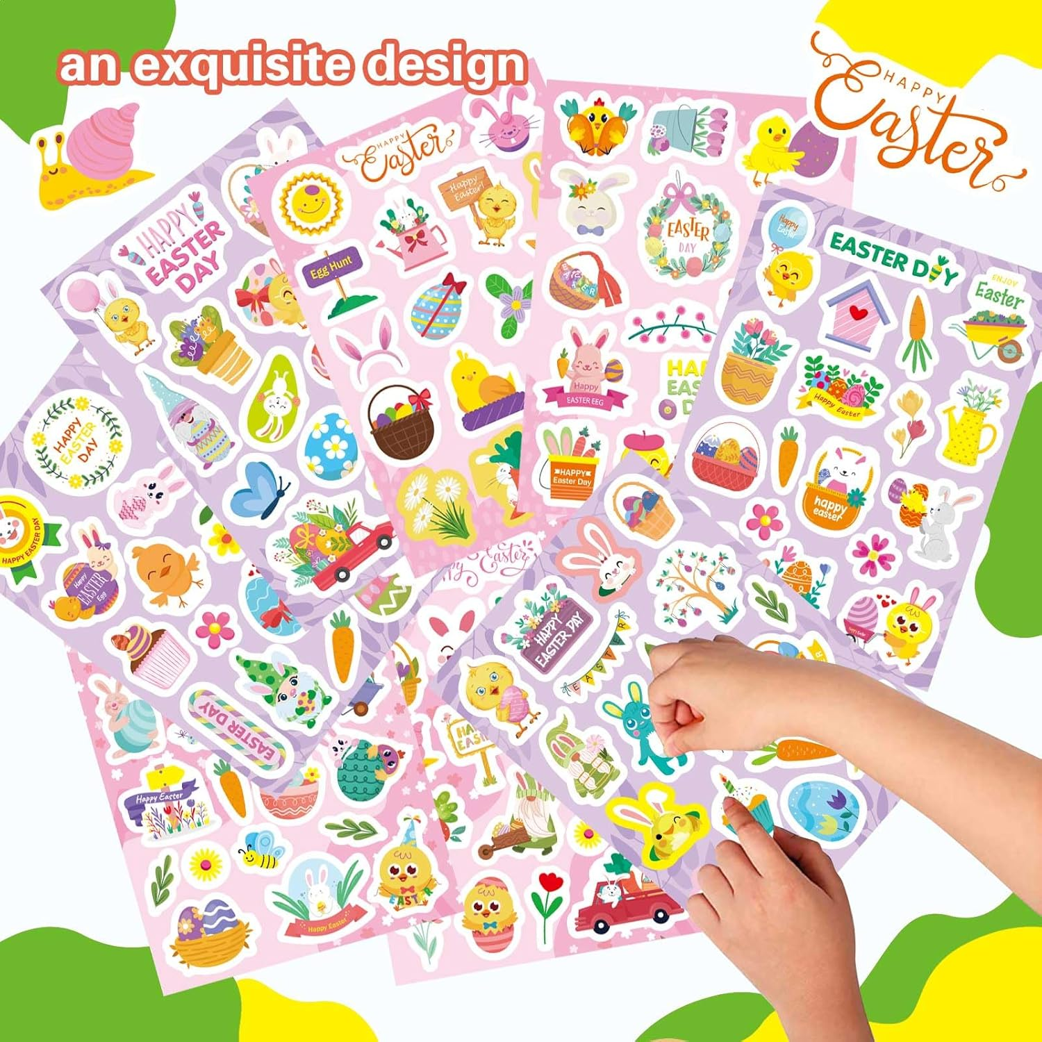 Easter Stickers, Fyvadio 282PCS Easter Eggs Bunny Rabbit Stickers for Kids Adults, Cute Easter Holiday Stickers for Skateboard, Water Bottles, Scrapbook, Junk Journal, DIY Crafts image number 4