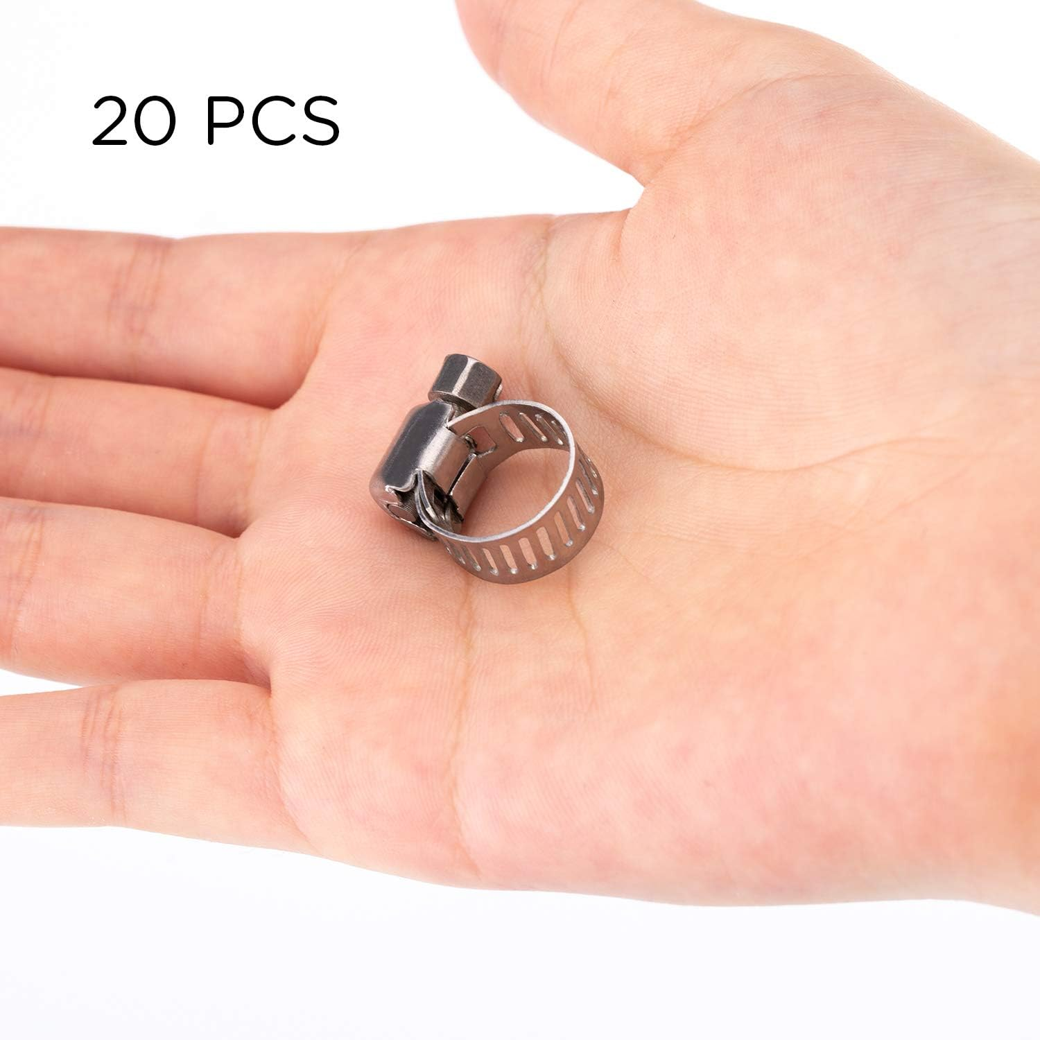 LUTER 20Pcs Hose Clamp 304 Stainless Steel Adjustable Worm Gear Hose Clips Pipe Tube Clamps 3/8In Plumbing(6-12Mm/0.24-0.47Inch) image number 5