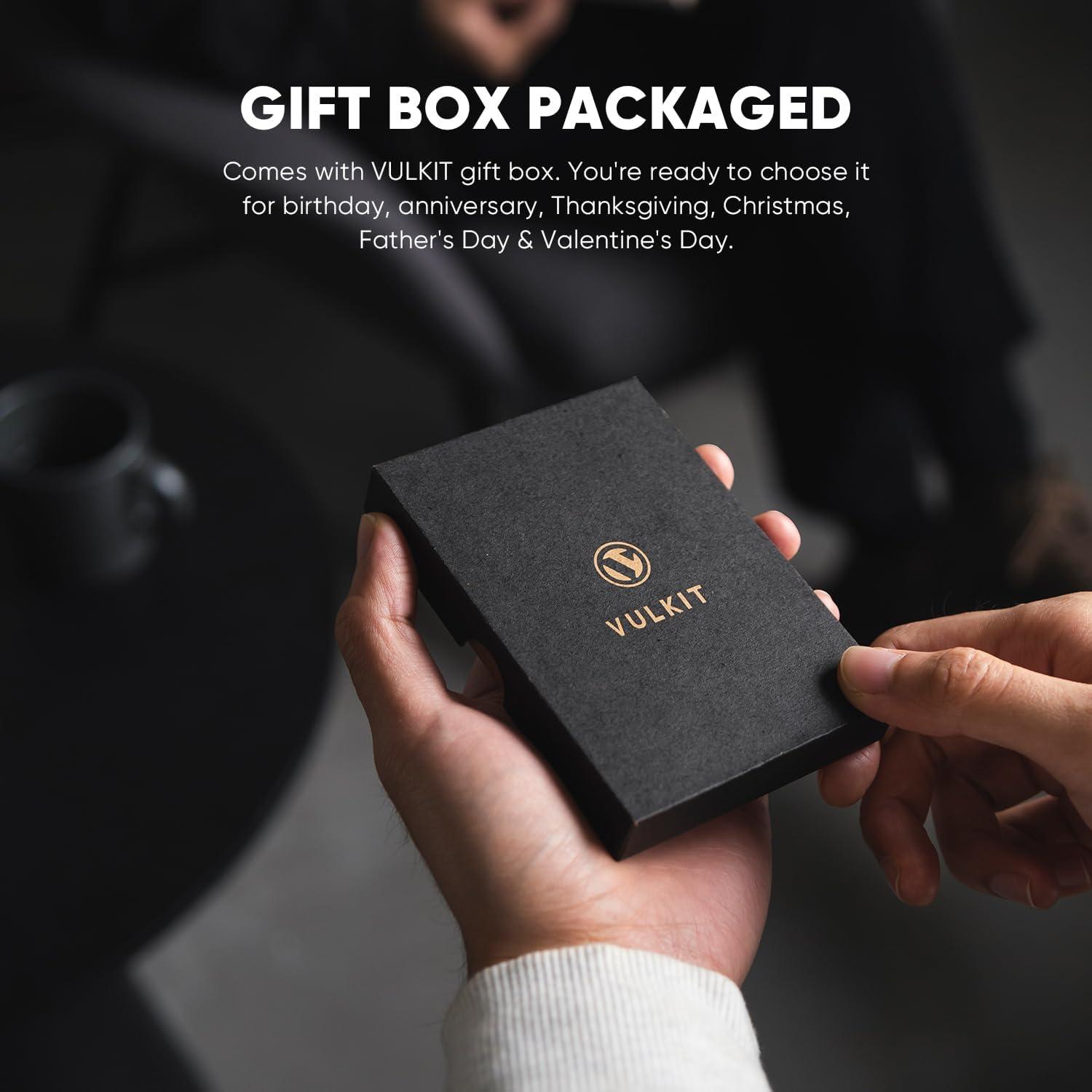 VULKIT Slim Magnetic Money Clip Leather Credit Business Card Holder Bills Holder, Strong Magnet Holds 15 X Folded Bank Notes, Black, One Size, Minimalist, VMC101 image number 3