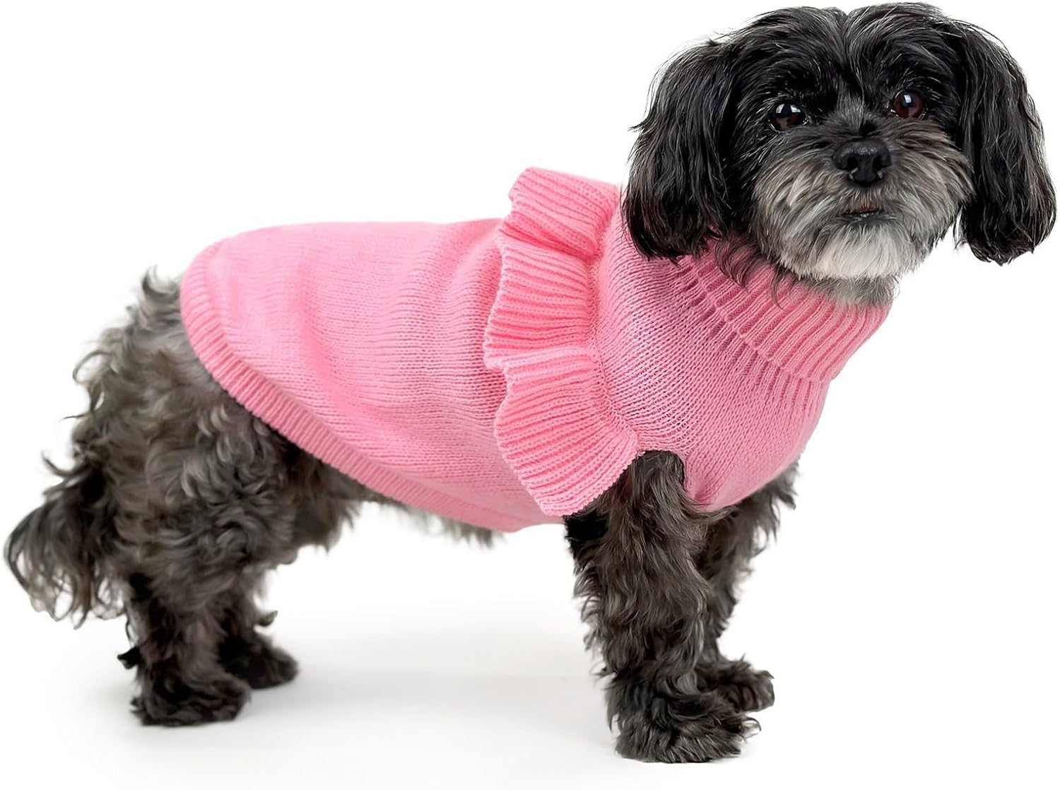 Huskimo Frill Knit Dog Jumper, Bubblegum, 40Cm image number 1