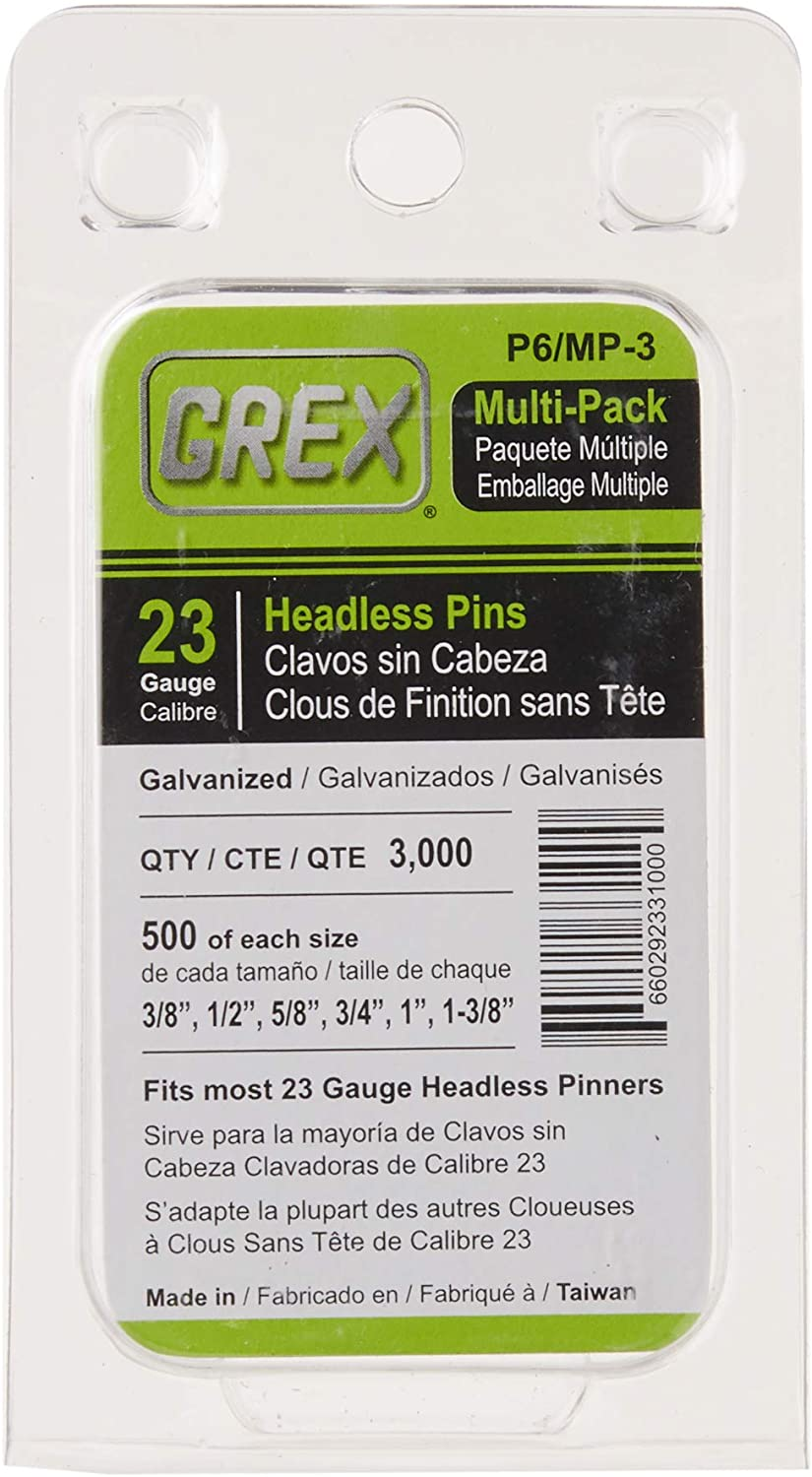 GREX P6/MP-3 23 Gauge Multi-Pack Headless Pins (3,000 per Box)