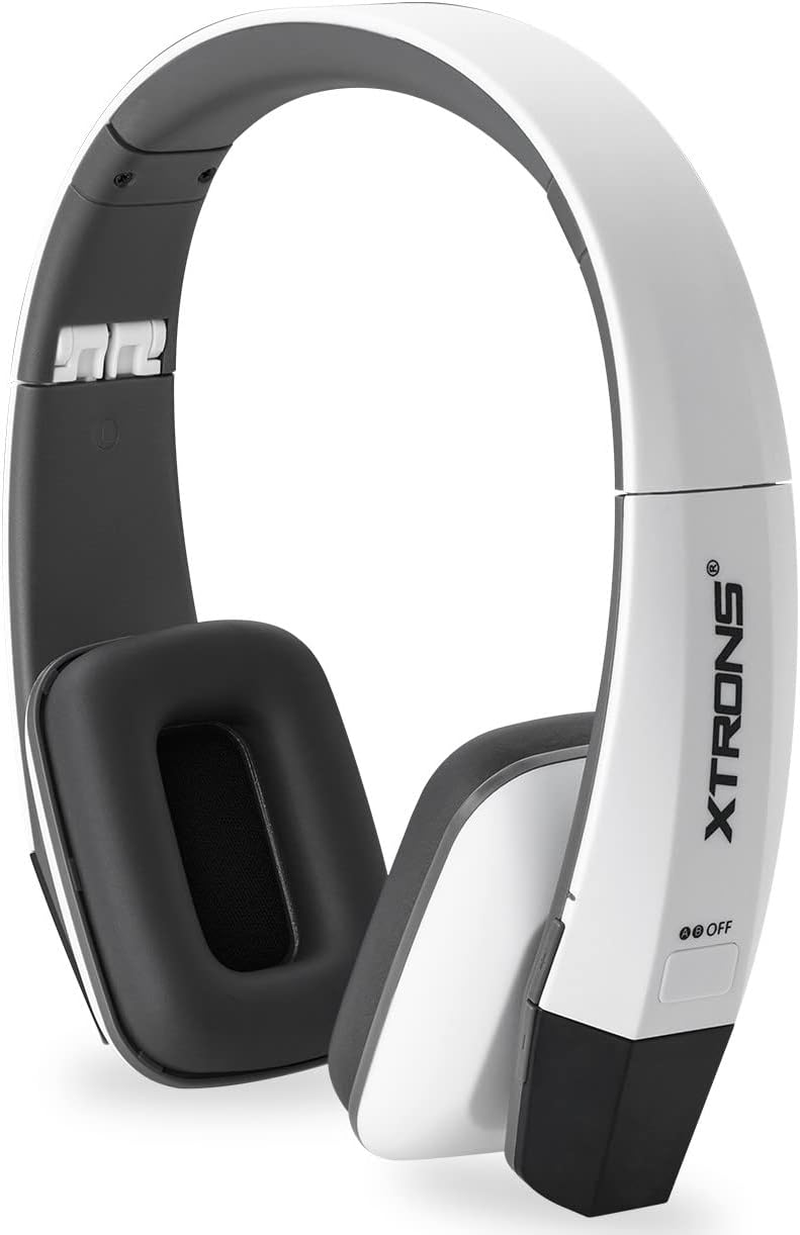 XTRONS White IR Wireless Dual Channel Stereo Headphones Infrared Headsets Cordless 2 Channels with Built-In IR Transmitter