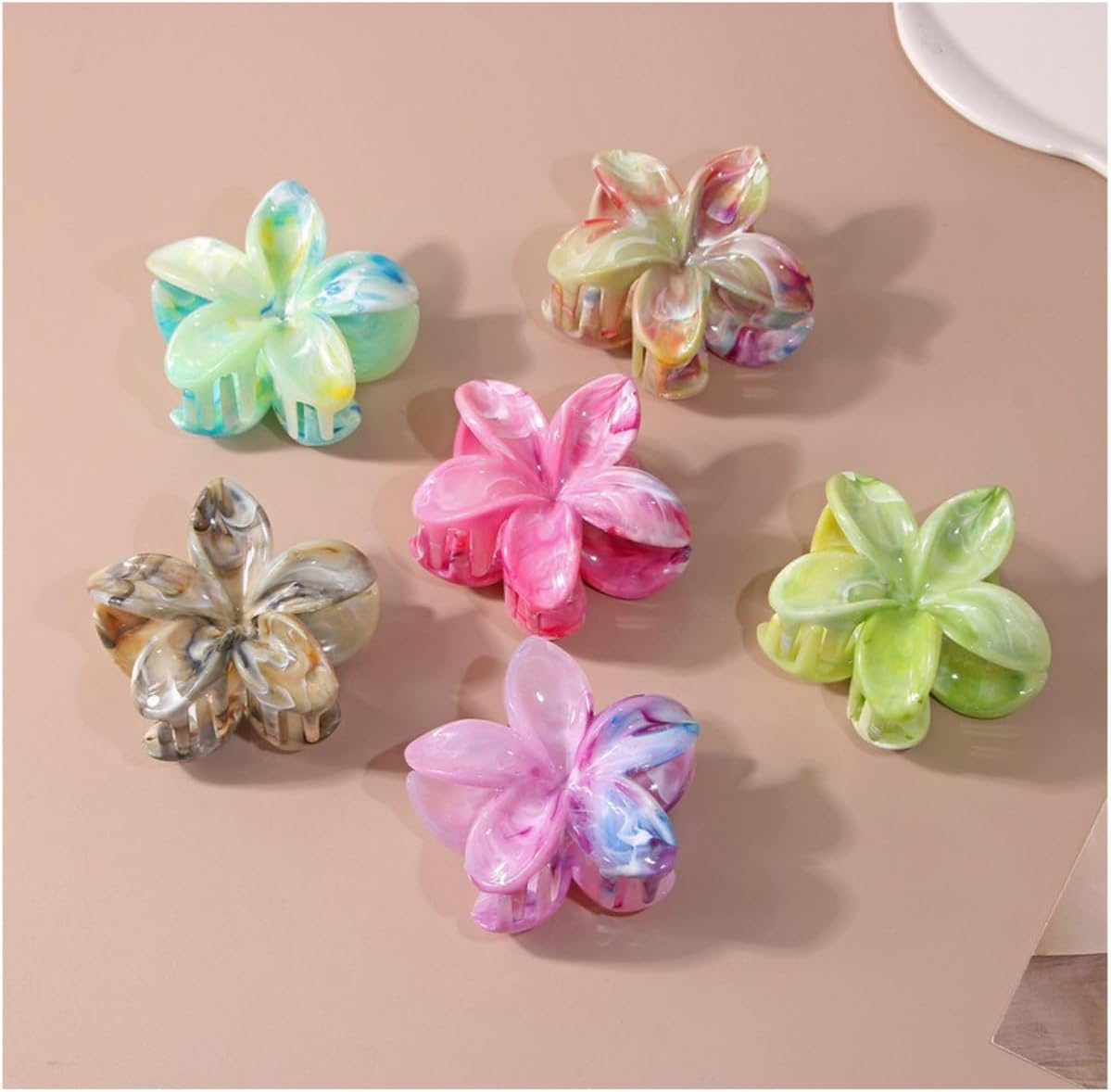 1 X Flower Hair Clips, Hawaiian Hair Claw Clip, Non-Slip Hair Clip, Women, Strong Hold, Claw Clips, Hair Styling Accessories for Women and Girls, Party, Beach, Pool, Holiday, Colourful image number 5