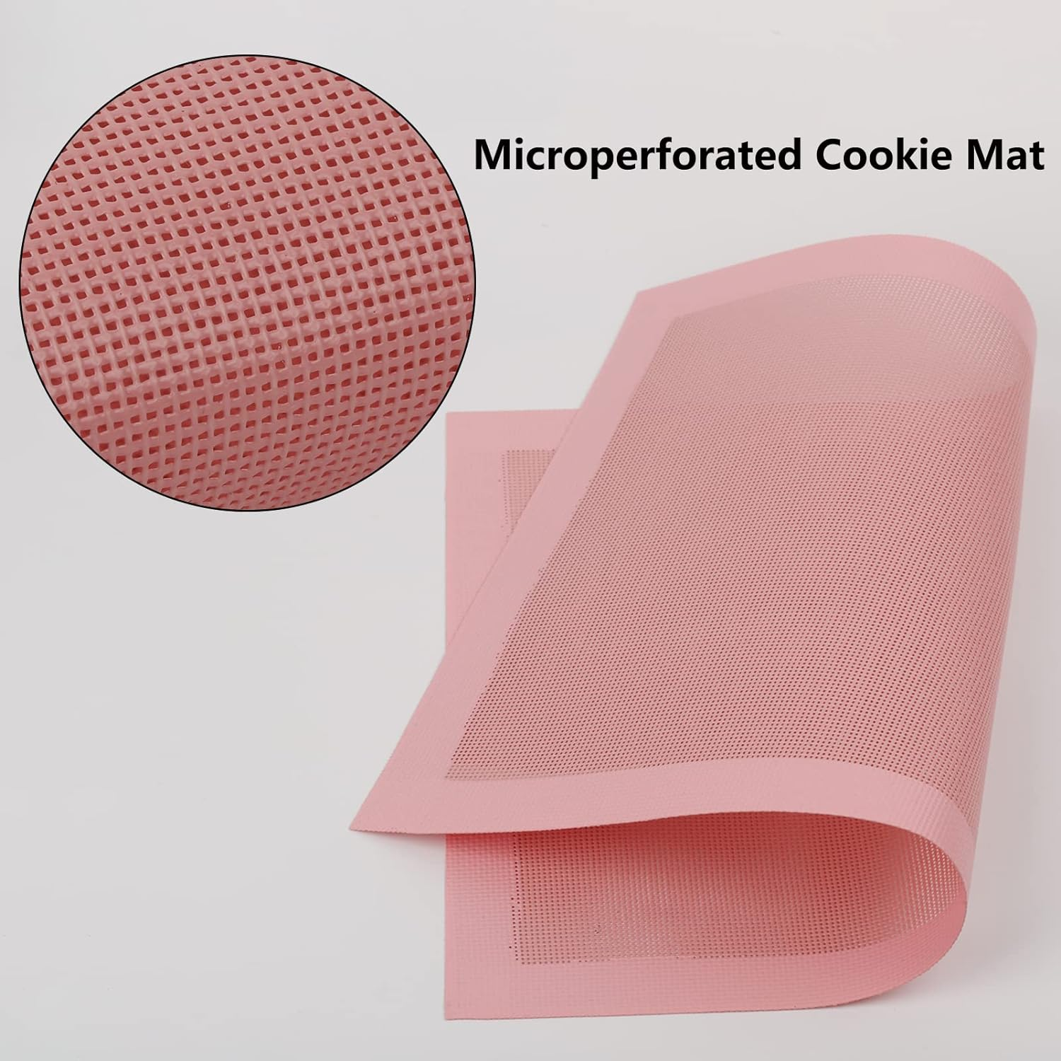 Perforated Baking Mats, 2 PCS Pink Eclair Silicone Mat for Half Sheet, Non-Stick Reusable Oven Liners for Making Bread/Pizza/Pastry/Cookie 11 5/8" X 16 1/2", Sakura Pink image number 4