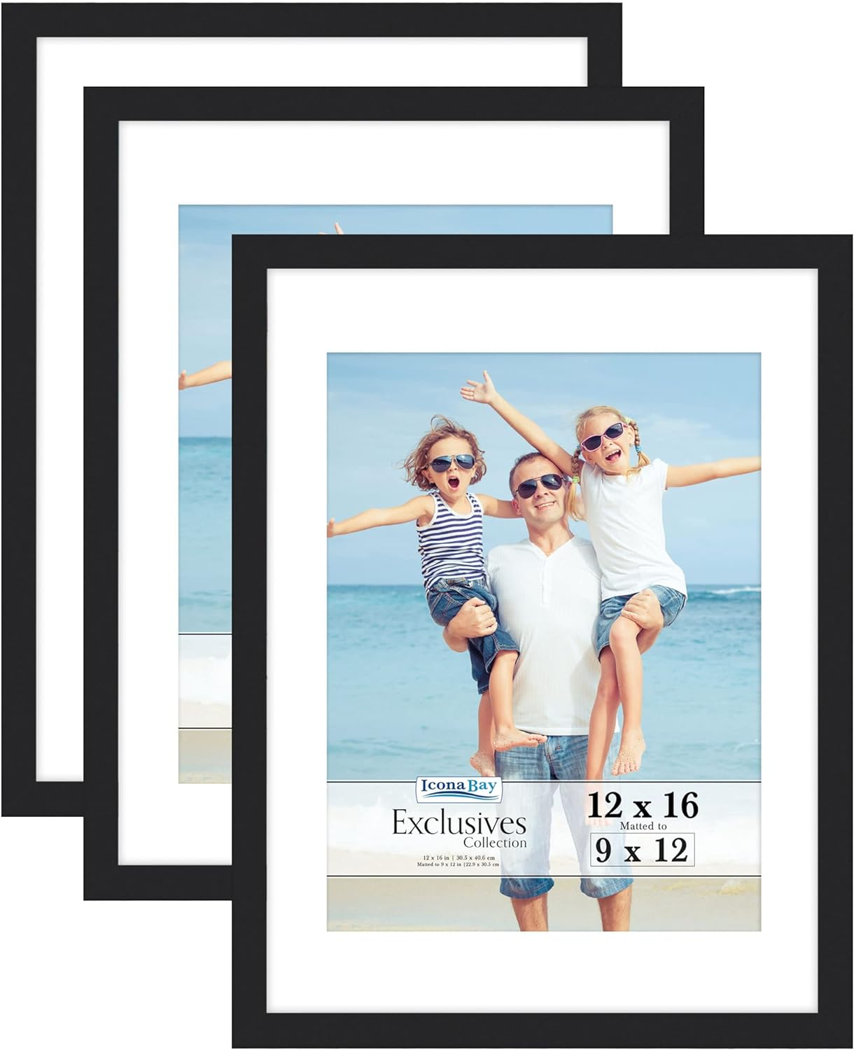 Icona Bay 11X14 Picture Frame (3 Pack, Black), Sturdy Wood Composite Photo Frame 11 X 14, Wall or Table Mount, Set of 3 Exclusives Collection