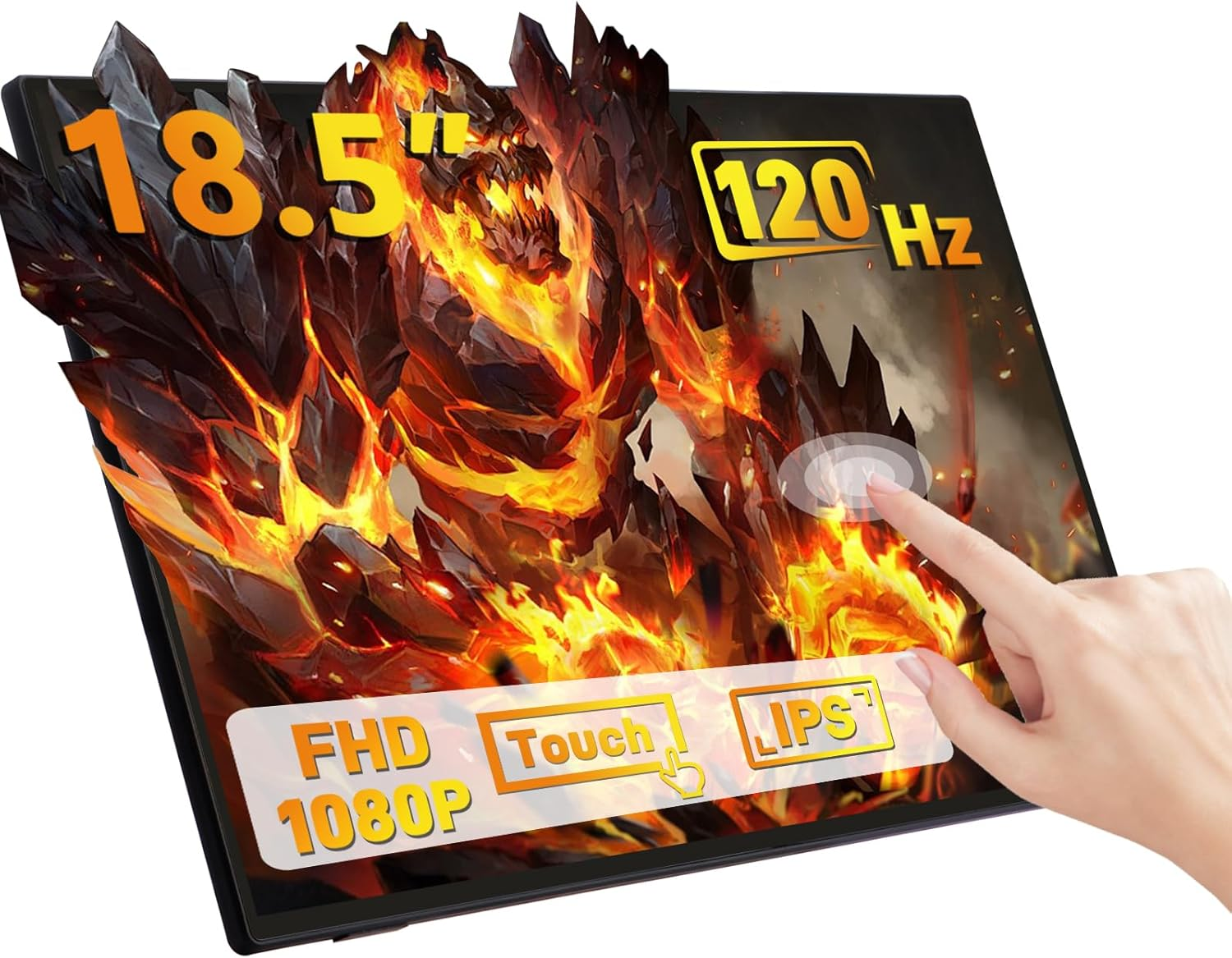 Geeekpi 18.5 Inch Portable Monitor 1920X1080 IPS Touchscreen 120HZ 1080P Touch Display with HDMI USB-C, Built-In Speakers, Kickstand VESA for Xbox PS4/5 Laptop Mac PC image number 2