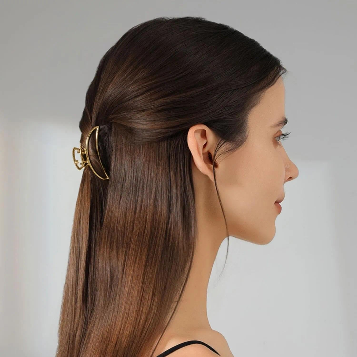 Metal Small Claw Clip, Gold Hair Accessory 4.6-5.1 Cm for Women Girls, Compatible with Long Thick Thin Straight Curly Wavy Hair CRFY image number 5