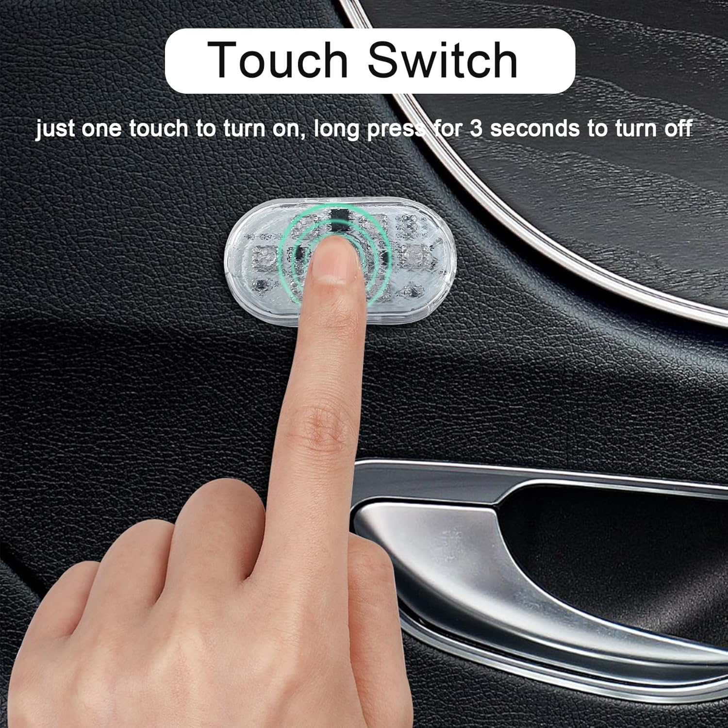 Car Led Interior Lights, Footwell Lights for Car Interior Ambient Lighting USB Rechargeable Wireless Touch Car Light for Boot, Car Doors, Armrest Boxes, Sitting Areas, 4 Pcs 7 Colors