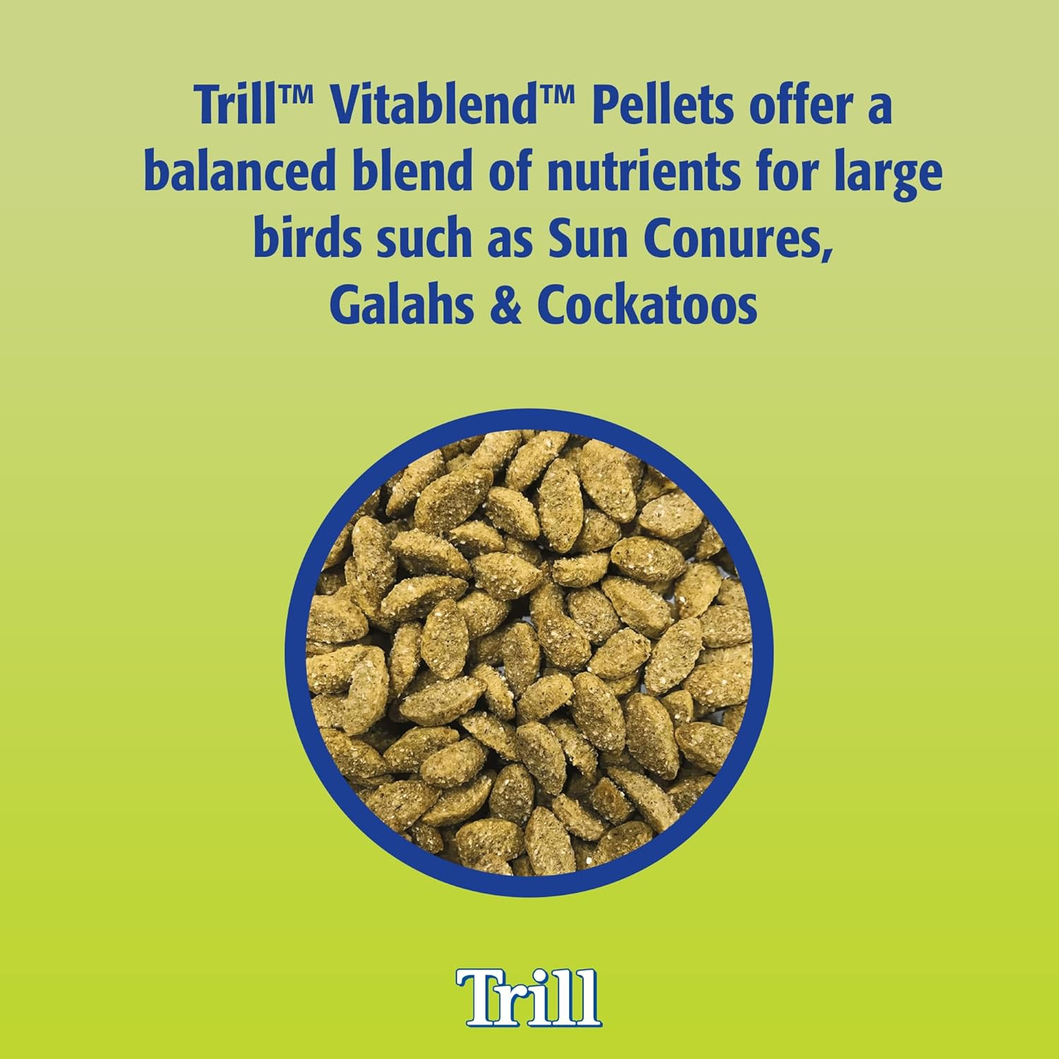 Trill Vitablend Large Bird Food 6Kg, Pellets &ndash; Nutrient-Filled Pellets &ndash; Bird Food &ndash; Suitable for Large Parrots Such as Sun Conures, Galahs & Cockatoos. image number 1