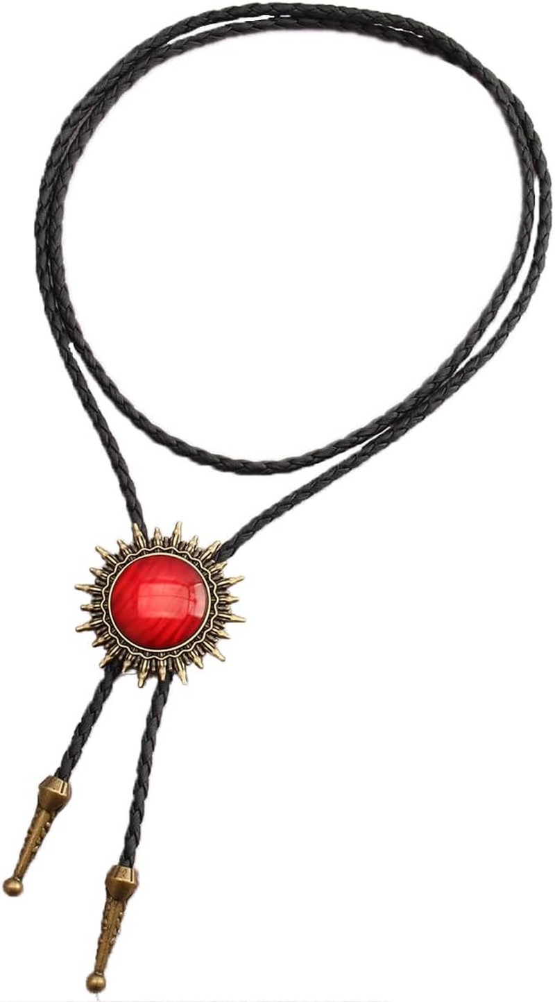 Jeilwiy Bolo Tie for Men Natural Turquoise Bolo Tie for Women Western Ties Cowboy Necktie Native American Bolos image number 4